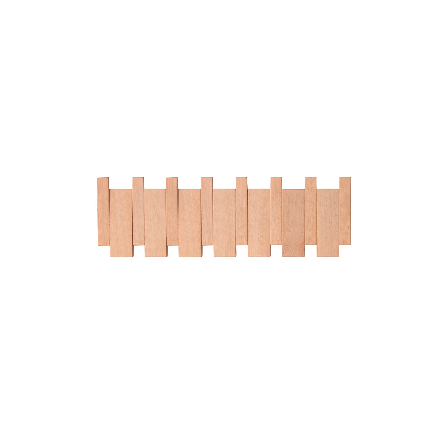 Piano Key Wall Coat Rack, Solid Oak Wood, Beech or Walnut, 4 to 12 Hooks