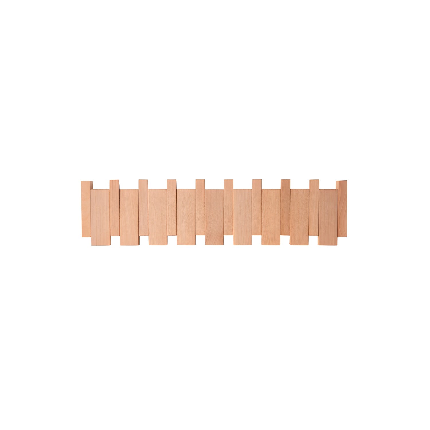 Piano Key Wall Coat Rack, Solid Oak Wood, Beech or Walnut, 4 to 12 Hooks