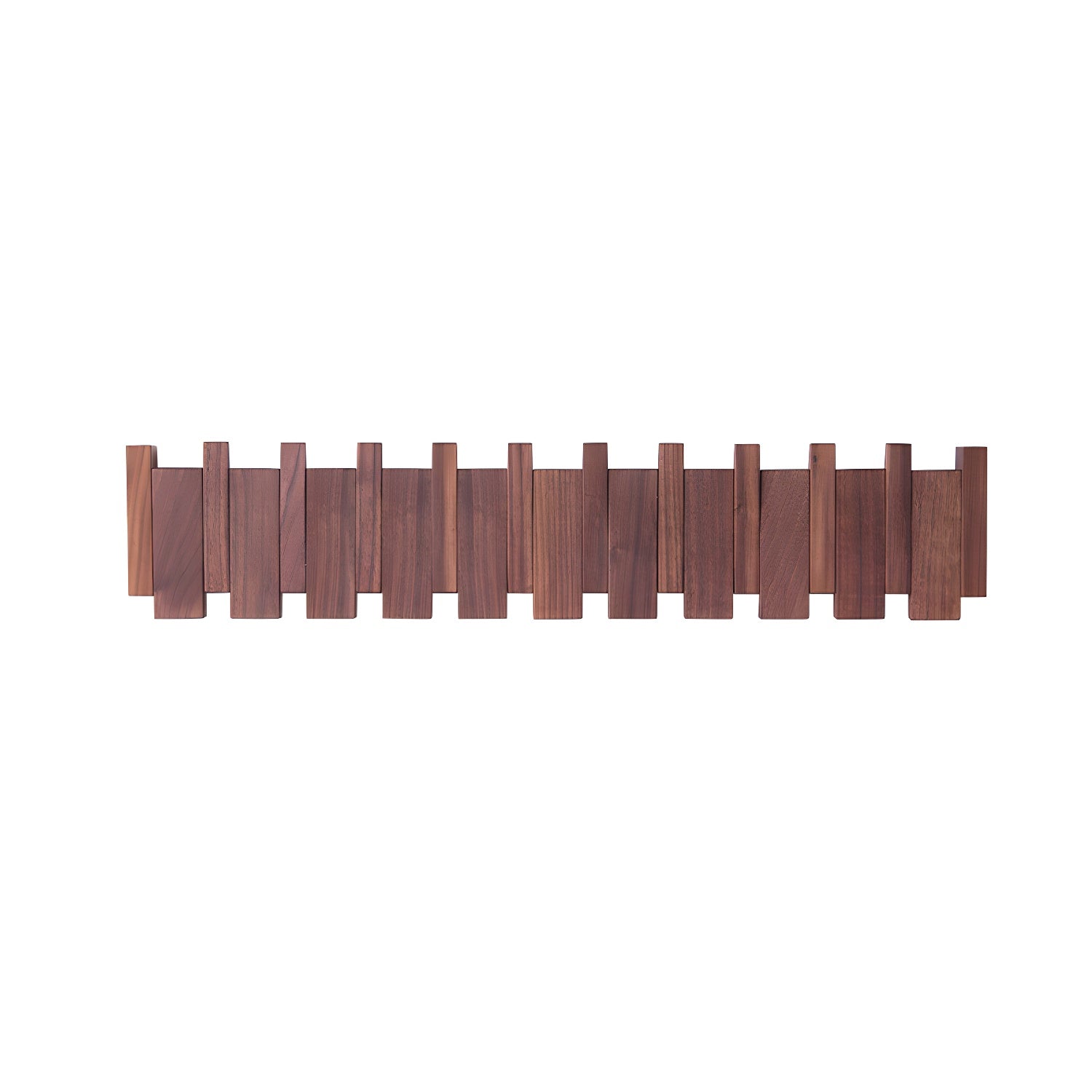 Piano Key Wall Coat Rack, Solid Oak Wood, Beech or Walnut, 4 to 12 Hooks