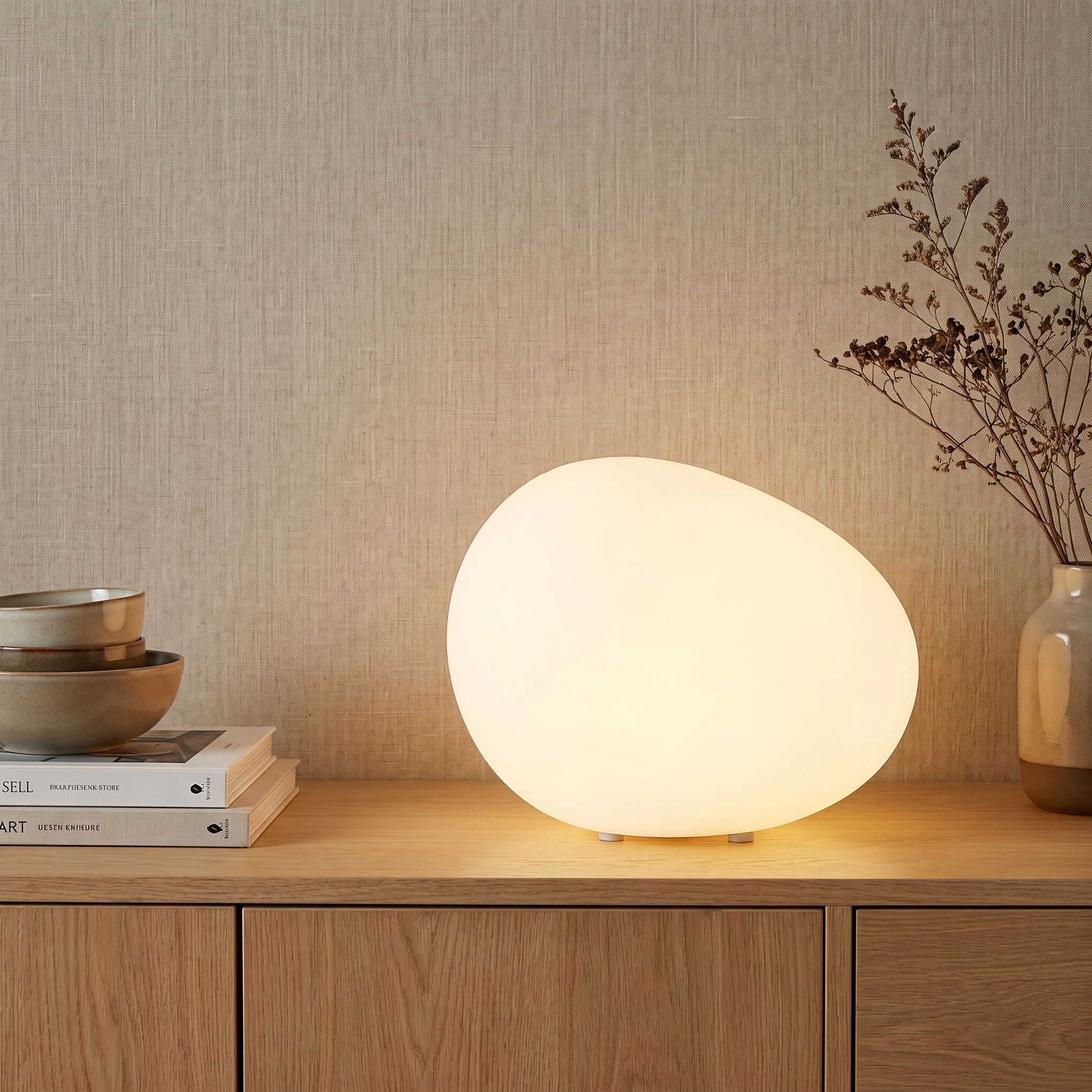 Pebble LED Bedside Lamp, ABS and Acrylic, E27, CE and CCC, Three Sizes