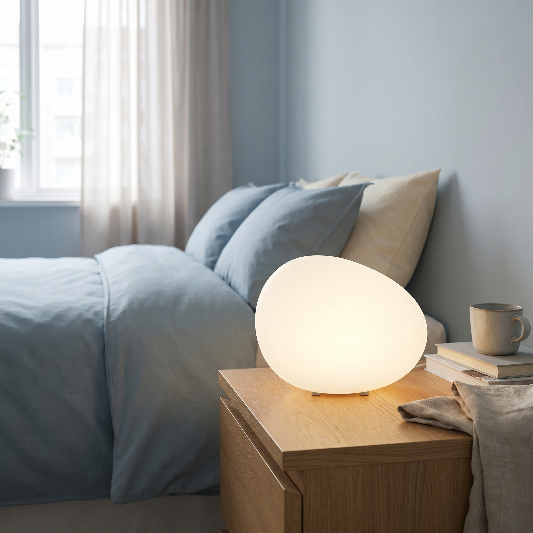 Pebble LED Bedside Lamp, ABS and Acrylic, E27, CE and CCC, Three Sizes