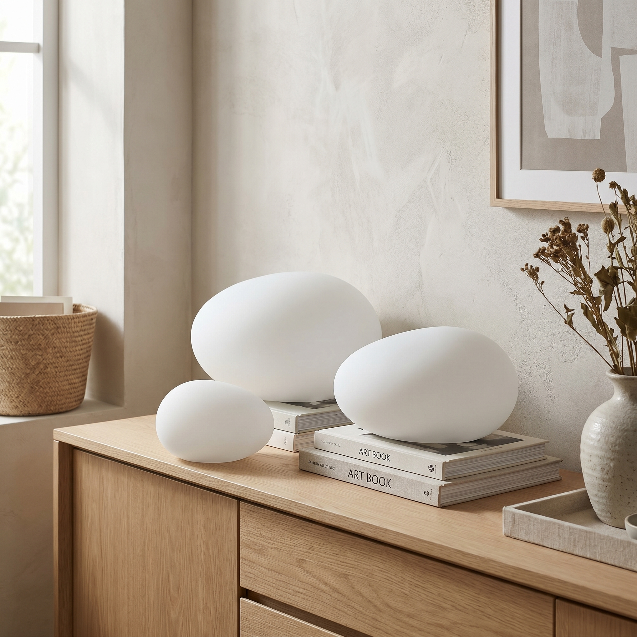 Pebble LED Bedside Lamp, ABS and Acrylic, E27, CE and CCC, Three Sizes