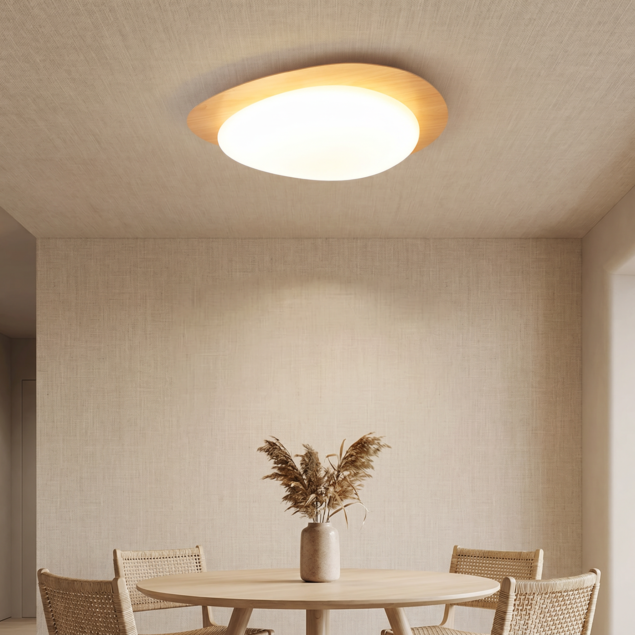 Pebble LED Flush Mount Ceiling Light, Wood or Walnut Grain, 2 Sizes