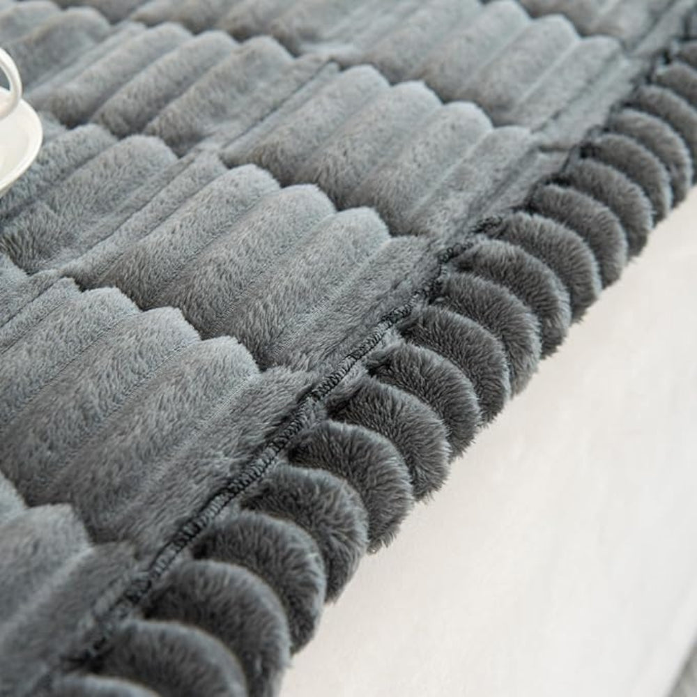 Plush Pleated Edge Sofa Cover, Thick Flannel