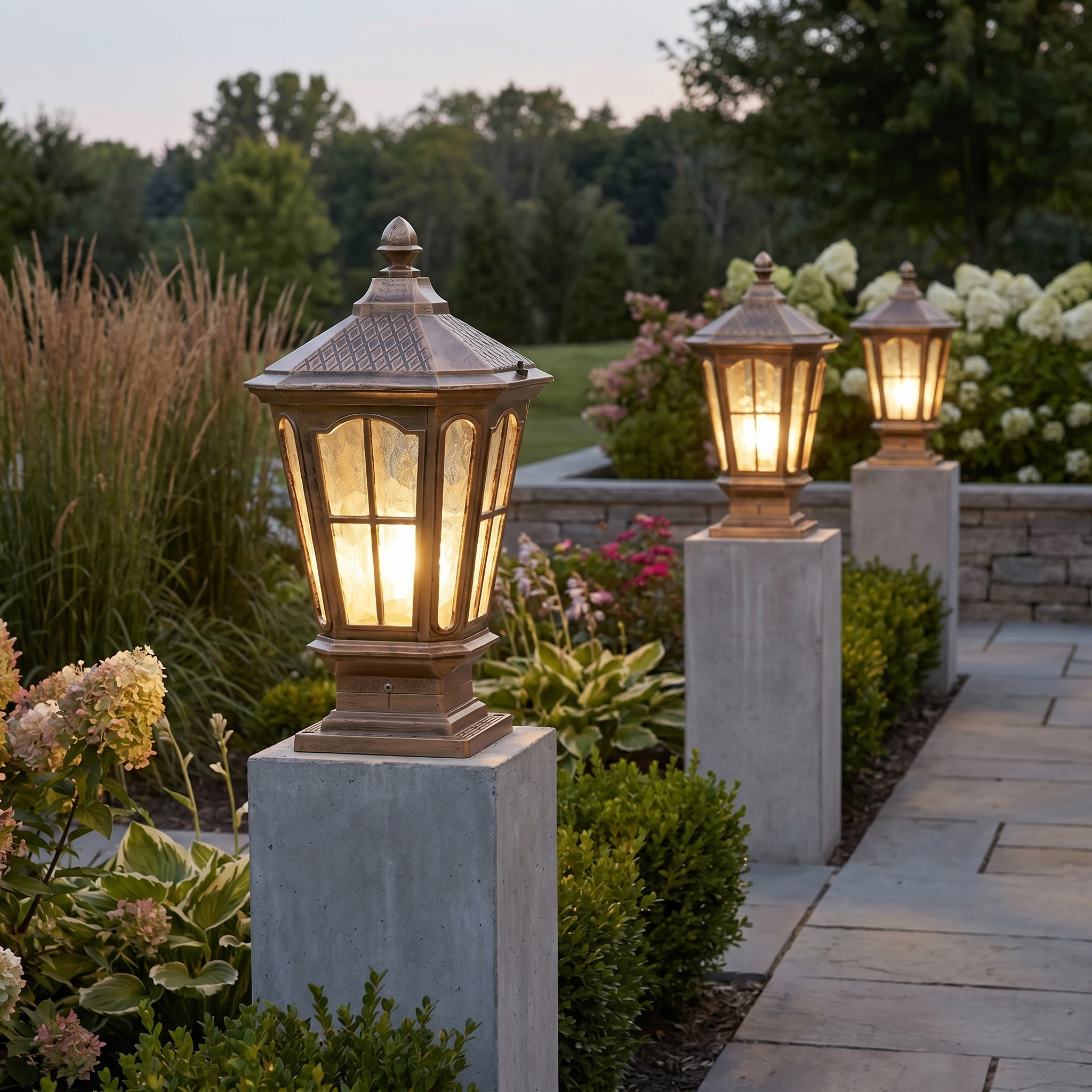Pavilion Pillar Light, Die-Cast Aluminum, IP65, Solar or Hardwired, E27