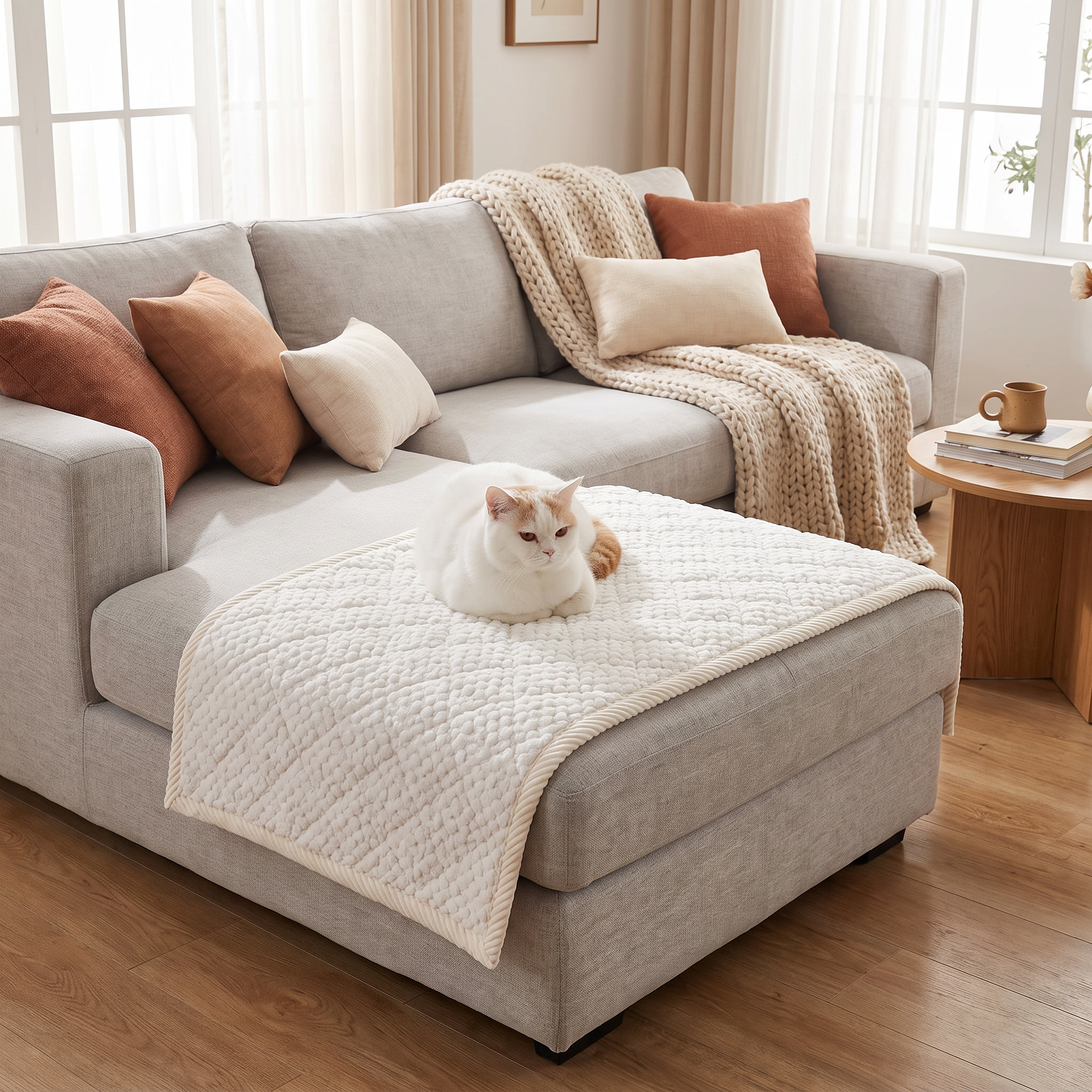Quilted Sofa Cover, Pet-Friendly Microfiber, Non-Slip Backing
