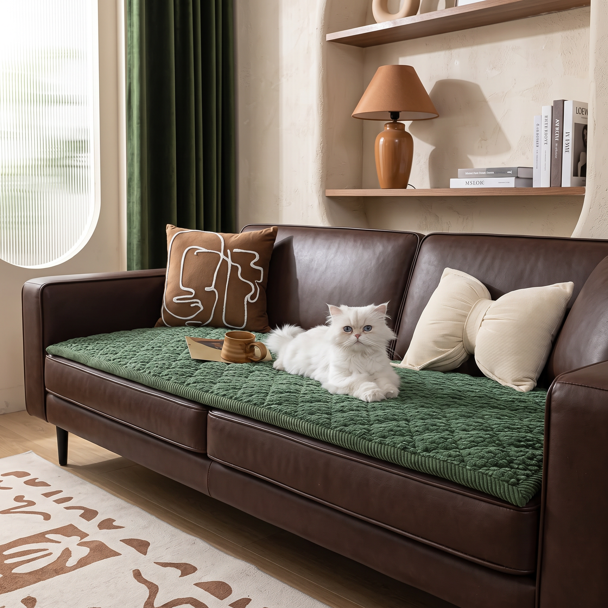 Quilted Sofa Cover, Pet-Friendly Microfiber, Non-Slip Backing