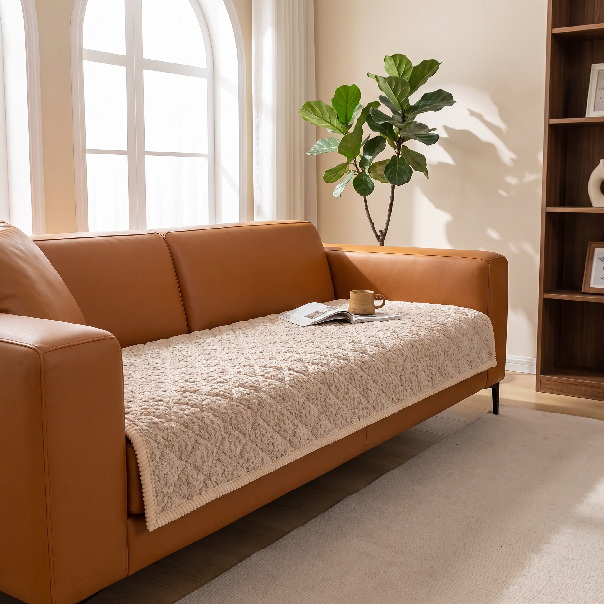 Quilted Sofa Cover, Pet-Friendly Microfiber, Non-Slip Backing