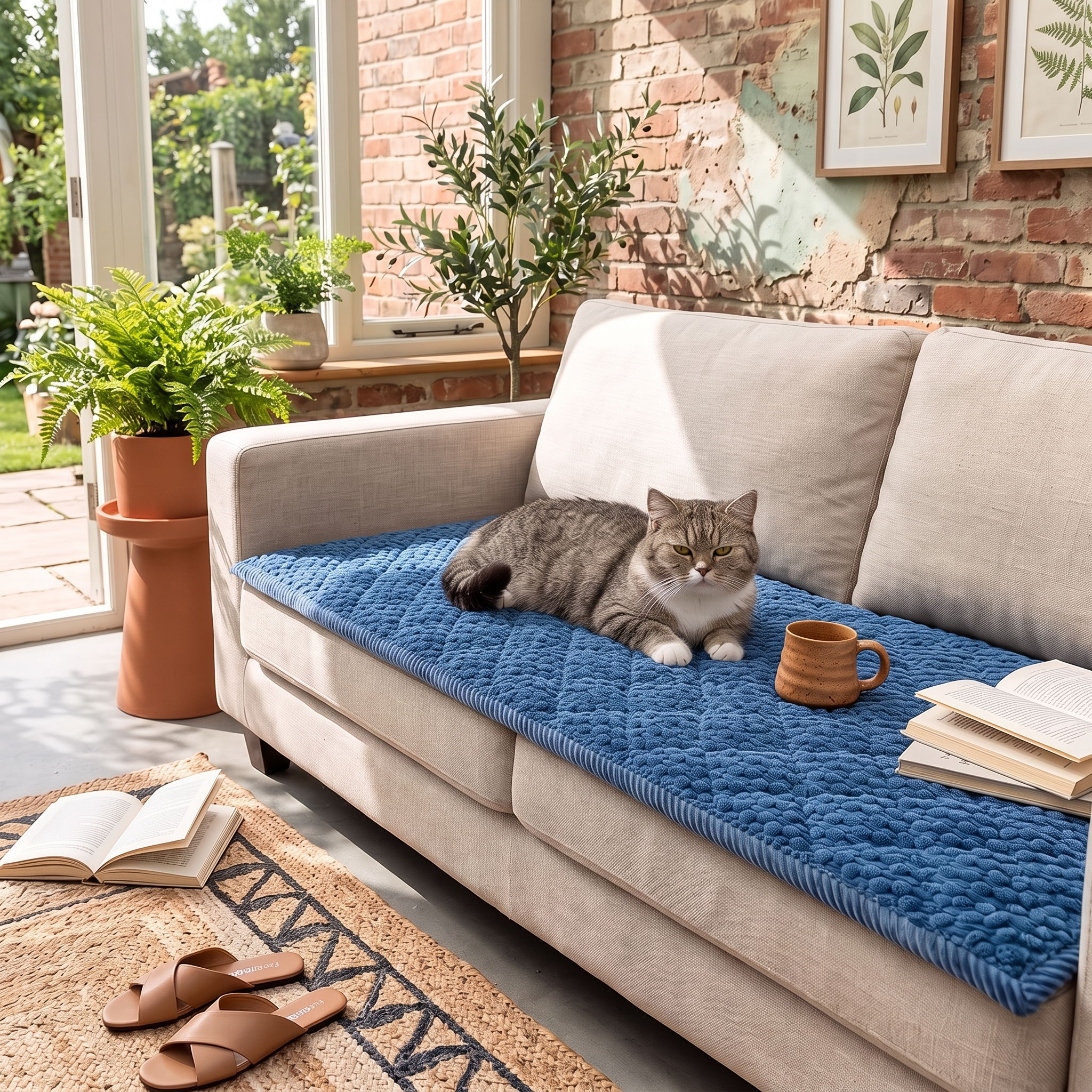 Quilted Sofa Cover, Pet-Friendly Microfiber, Non-Slip Backing