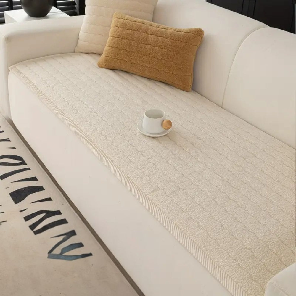 Plush Sofa Cover, Non-Slip Microfiber Couch Protector