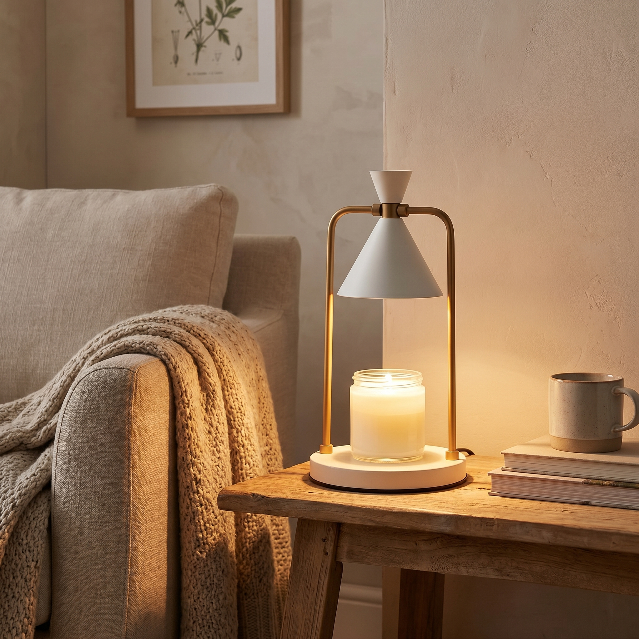 Retro Copper Candle Warmer Lamp, Dimmable LED, Flameless, AC, Wax and Oil