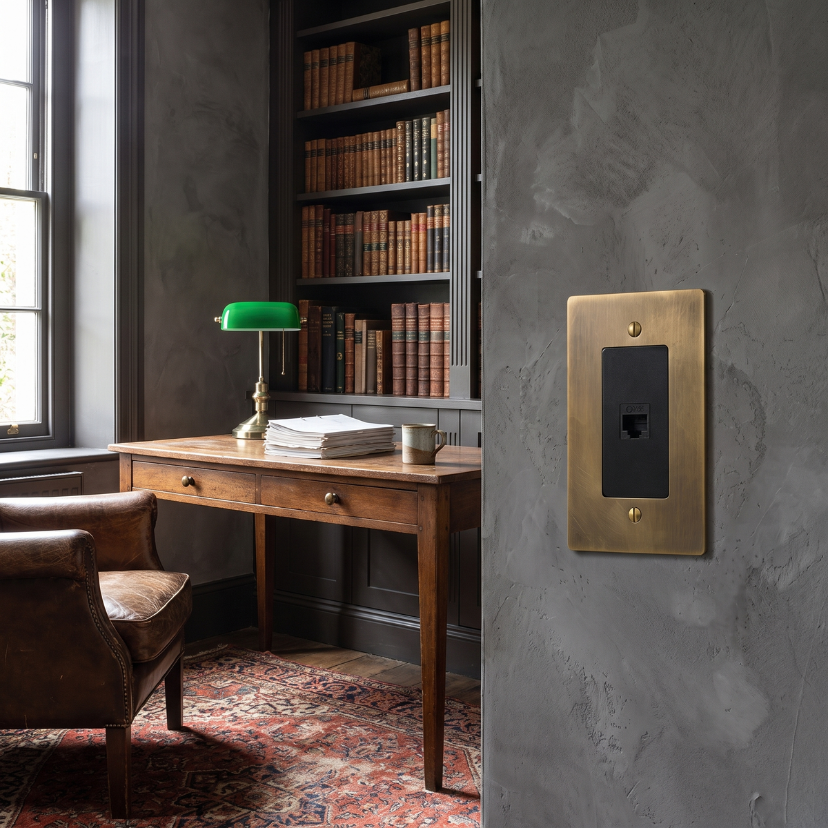 Brass Wall Plate, TV, Phone and Internet, Retro Panel