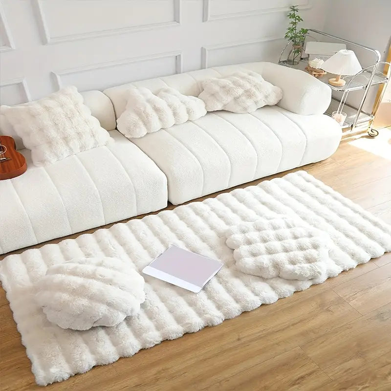 Scandinavian Faux Fur Rug, Anti-Slip Backing, 83 x 35 in