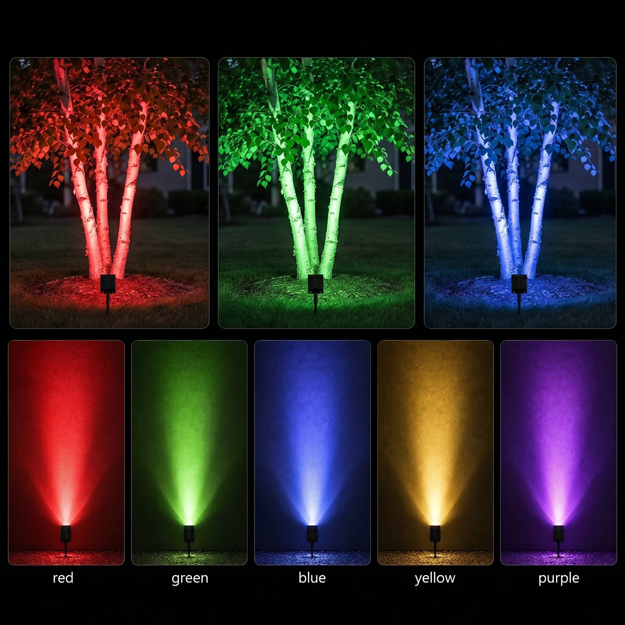 Solar LED Landscape Spot Light, Multi-Zoom, IP65 Waterproof