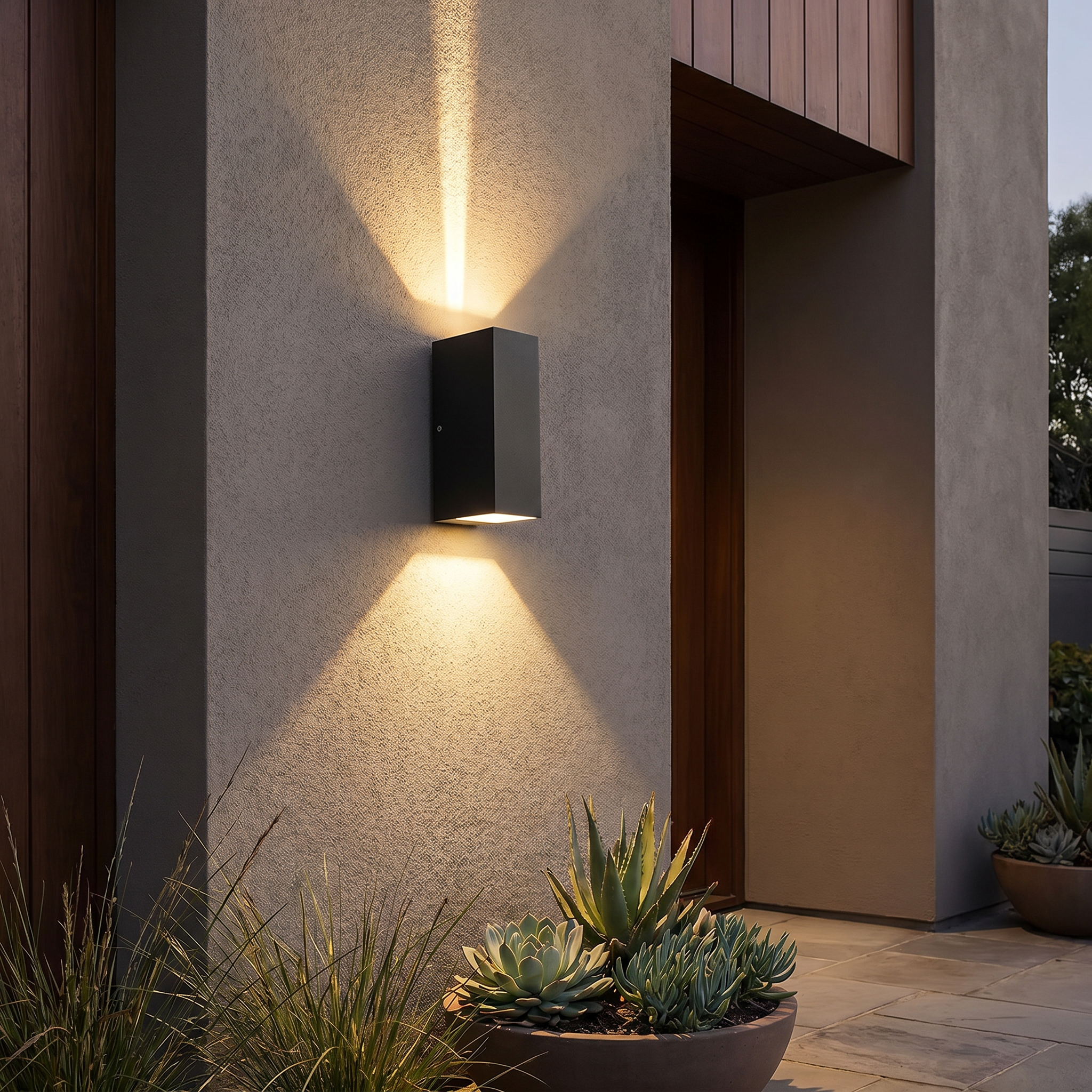 Rectangular LED Outdoor Wall Sconce, Aluminum, Dimmable Option