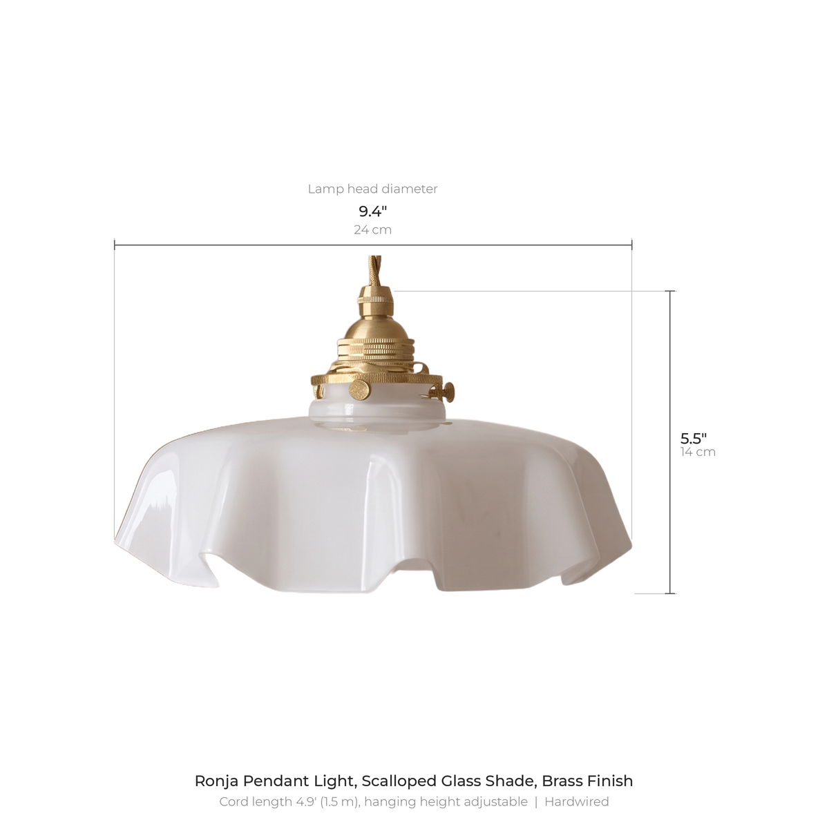 Ronja pendant light dimensions diagram with measurements