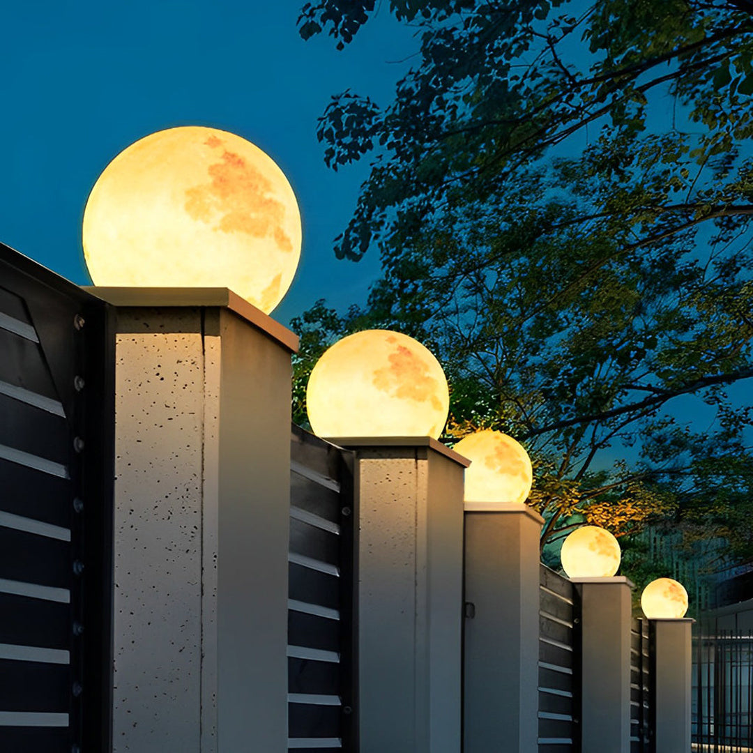 Moon-Shaped Pillar Light, PE, IP65, Solar or Hardwired, Five Diameters