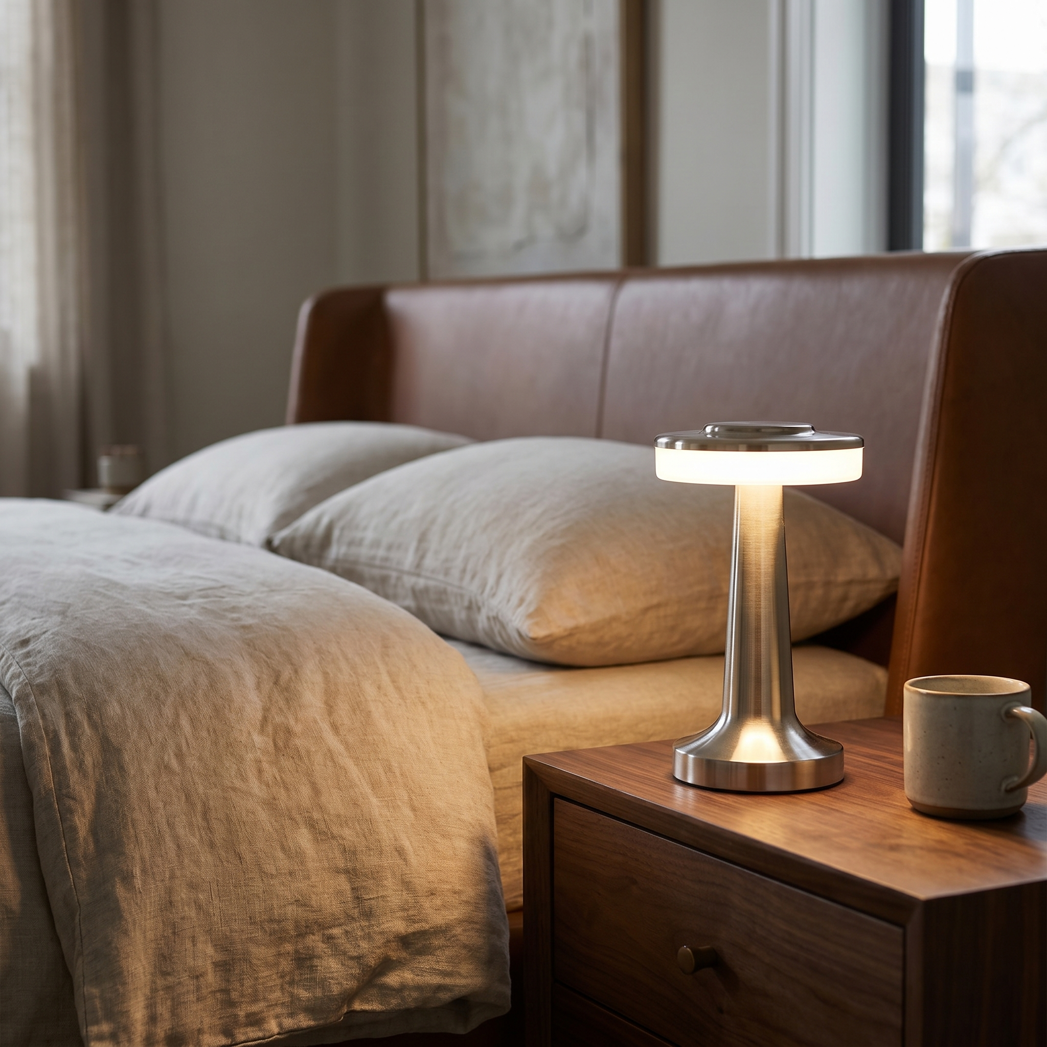 Retro Table Lamp, Dimmable LED, Iron and PC, USB-C Rechargeable
