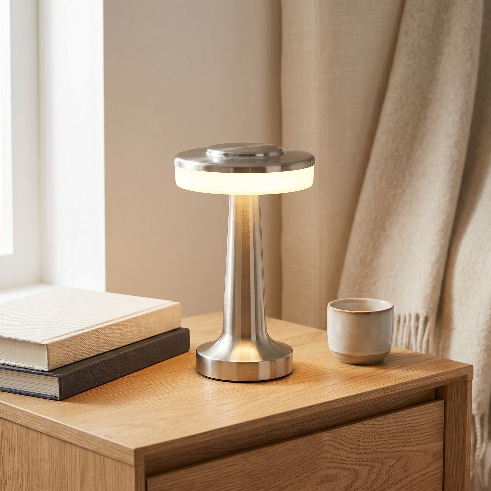 Retro Table Lamp, Dimmable LED, Iron and PC, USB-C Rechargeable