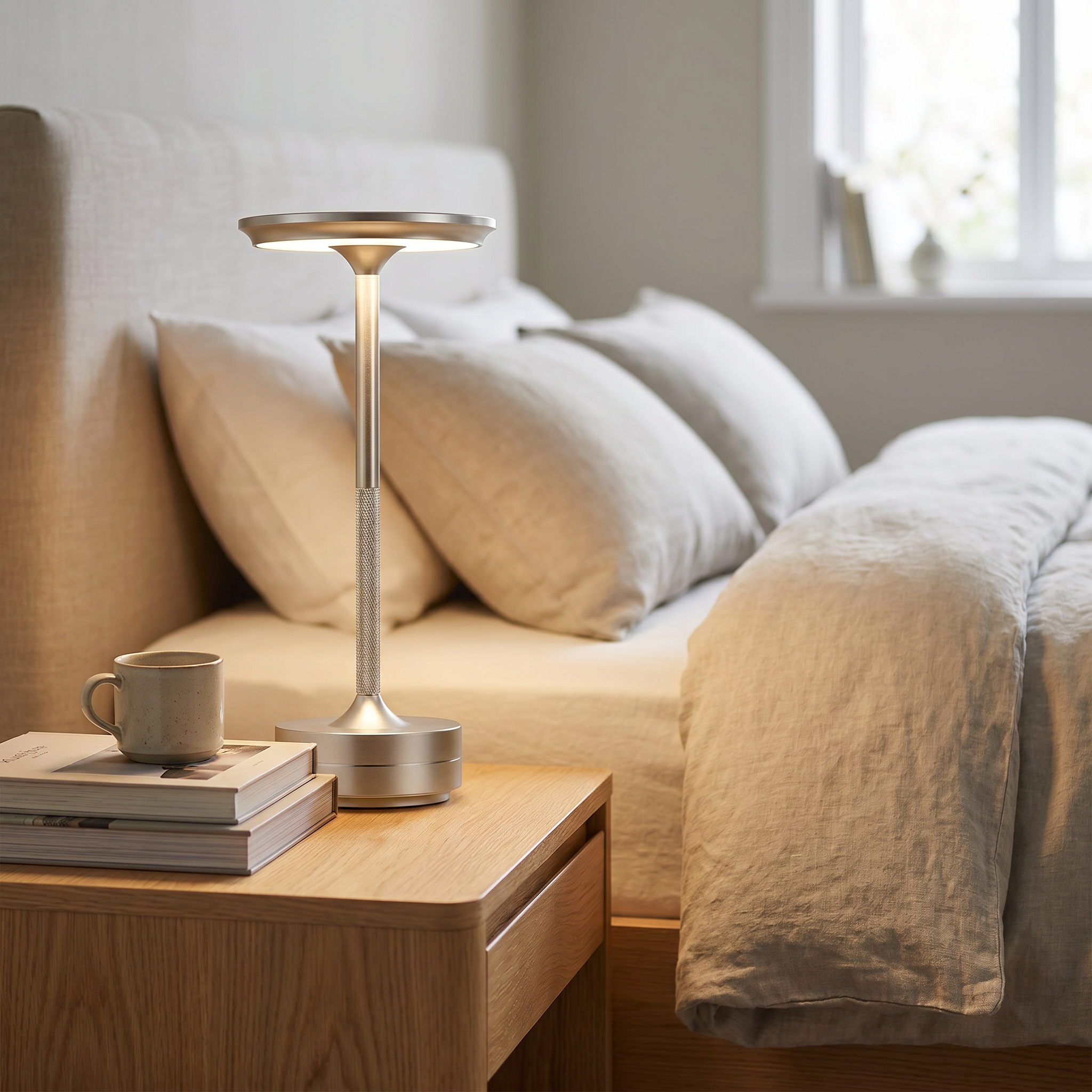 Rechargeable Touch LED Lamp, Aluminum, Dimmable, 8-12 Hours, Six Colors