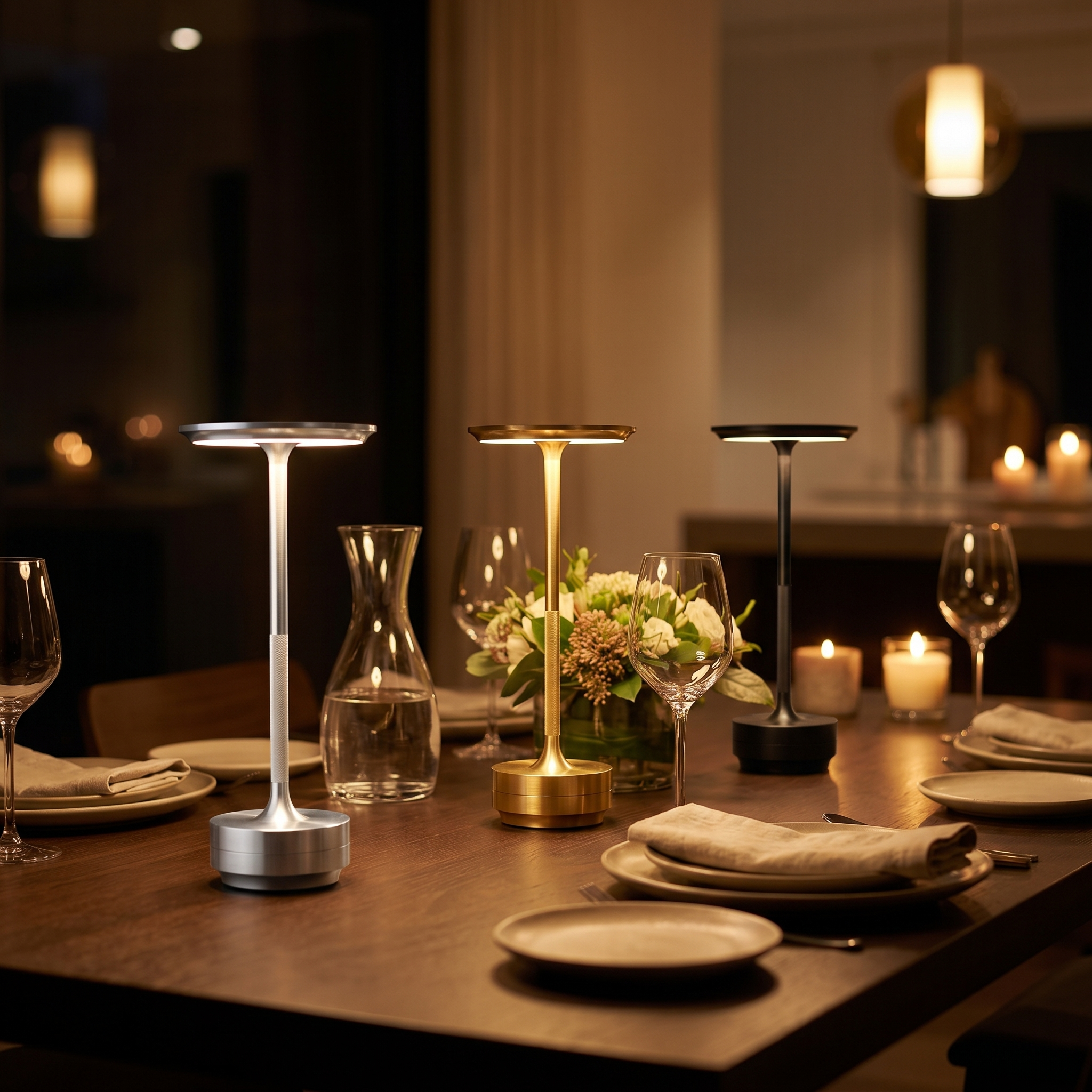 Rechargeable Touch LED Lamp, Aluminum, Dimmable, 8-12 Hours, Six Colors