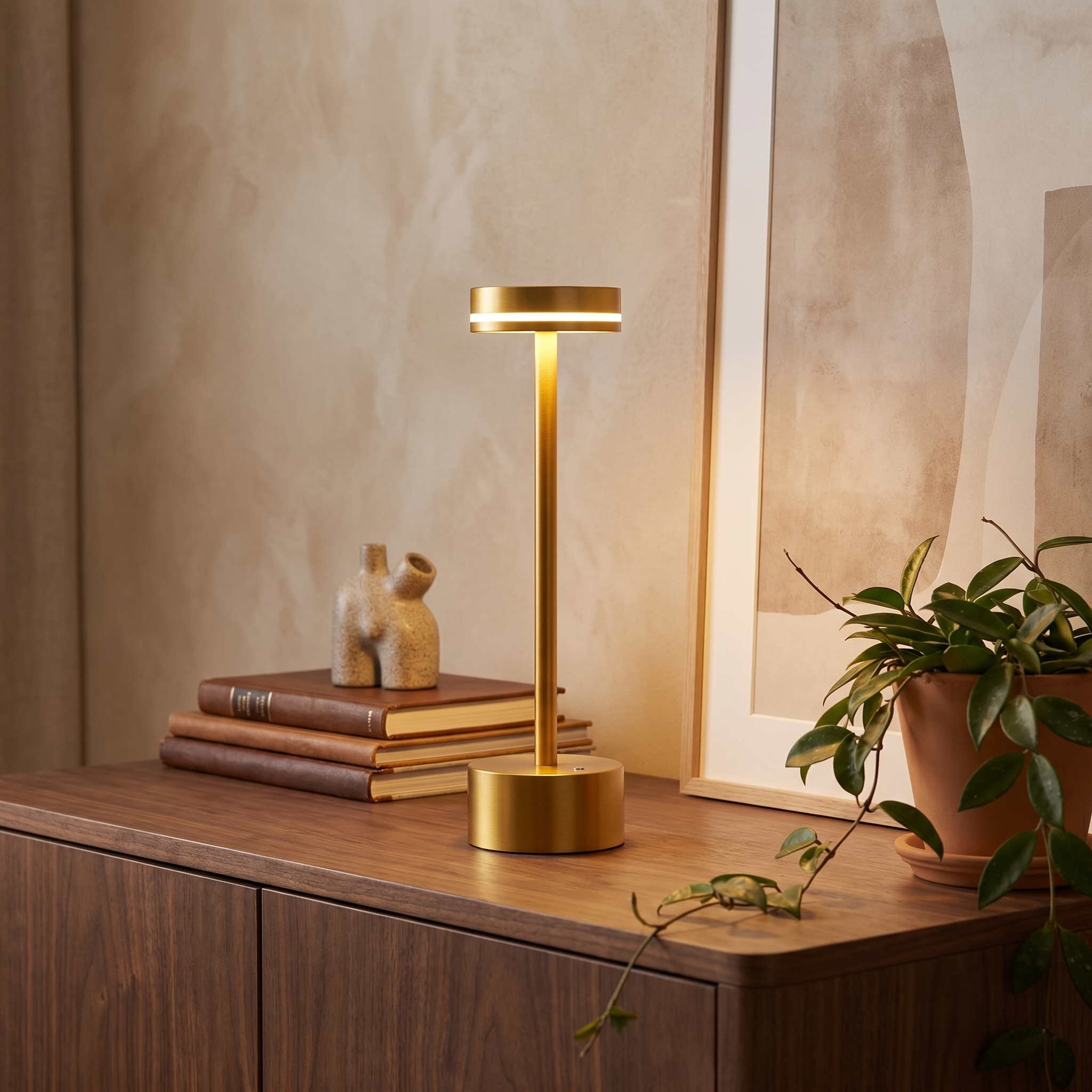Rechargeable Table Lamp, Touch Control, Aluminum, Three Lighting Tones