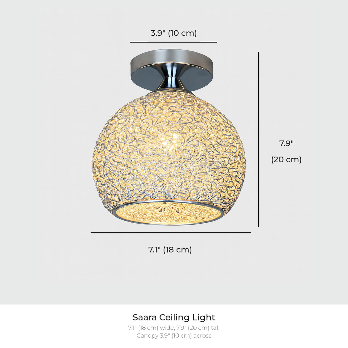 Saara wire dome ceiling light dimensions