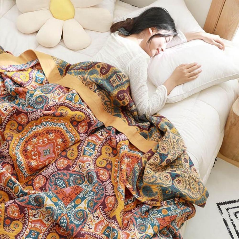 Sunrise Boho Reversible Cooling Blanket, Cotton