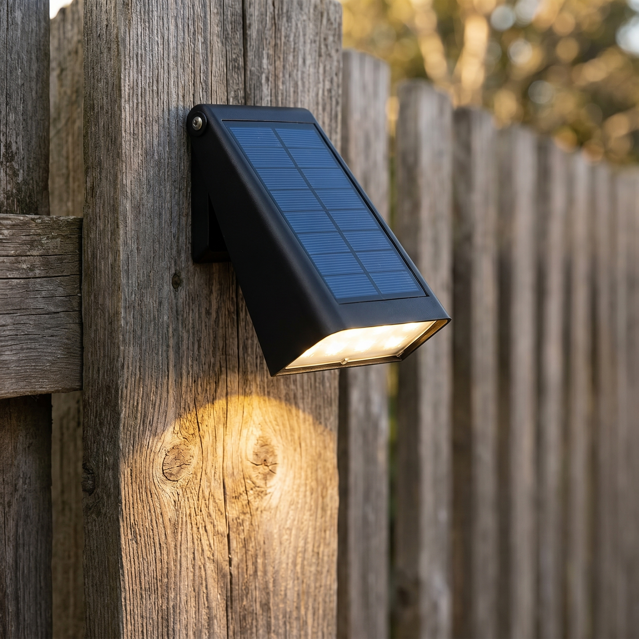 Solar Downlight Wall Sconce, Black ABS, IP65, 90° Adjustable Panel, Set of 2