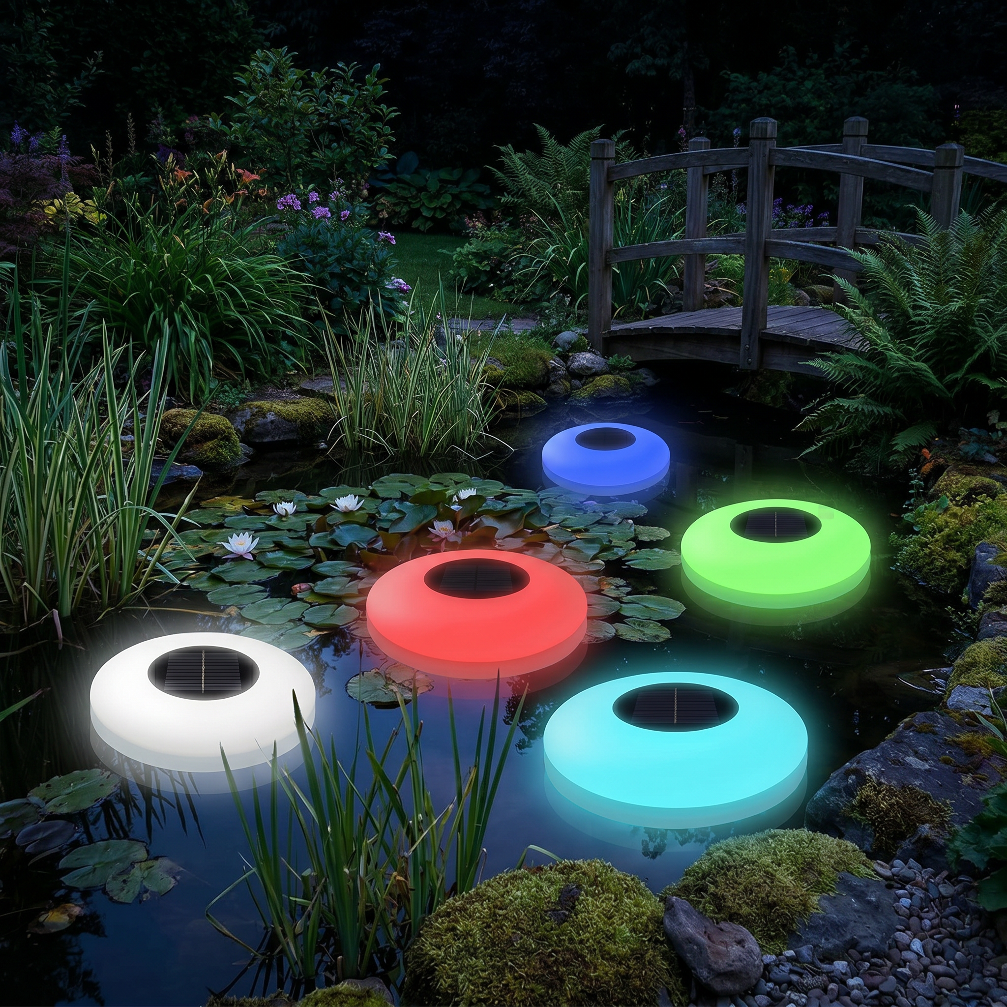 Solar Floating Pond Lamp, RGB LED, IP67, Remote Control, Two Sizes