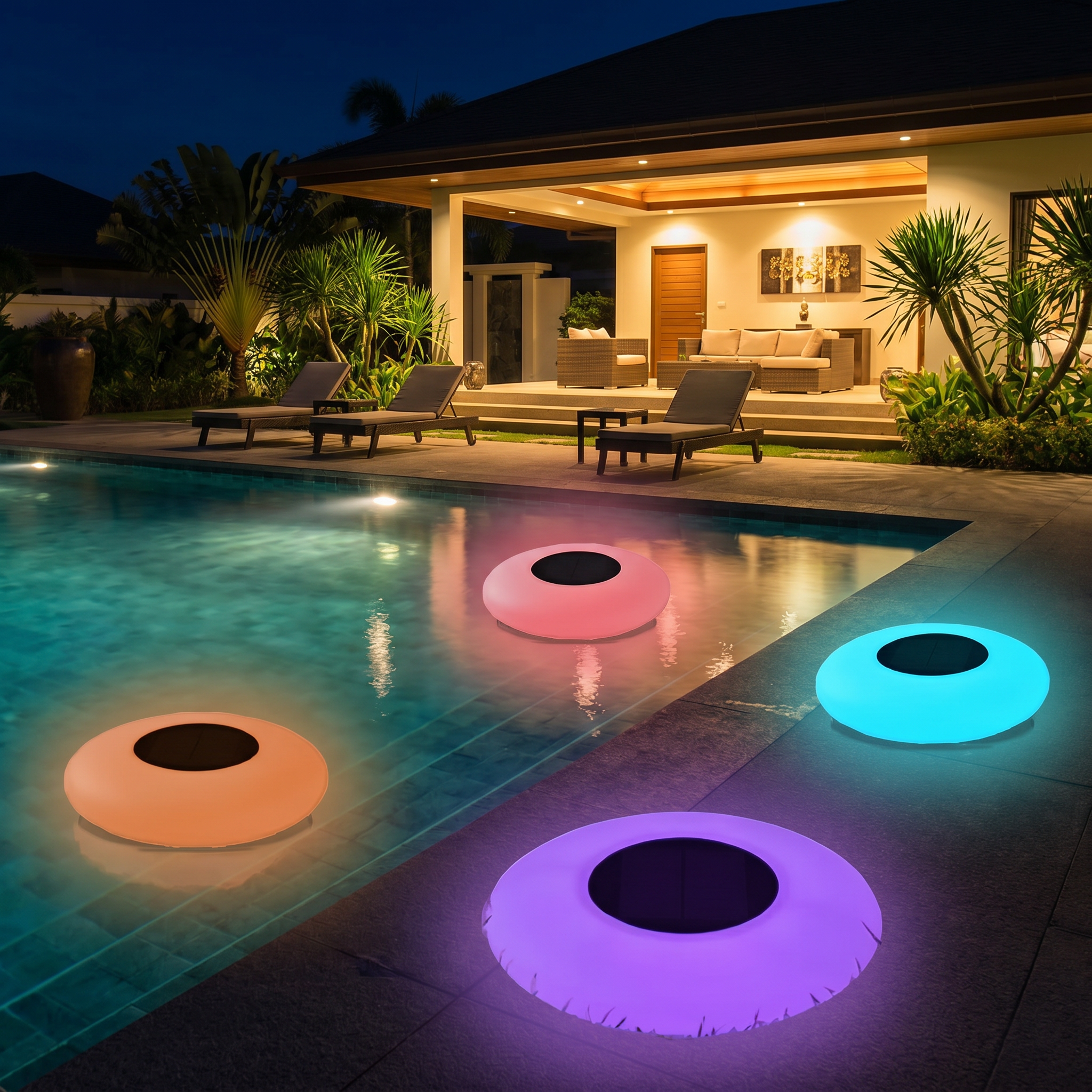 Solar Floating Pond Lamp, RGB LED, IP67, Remote Control, Two Sizes
