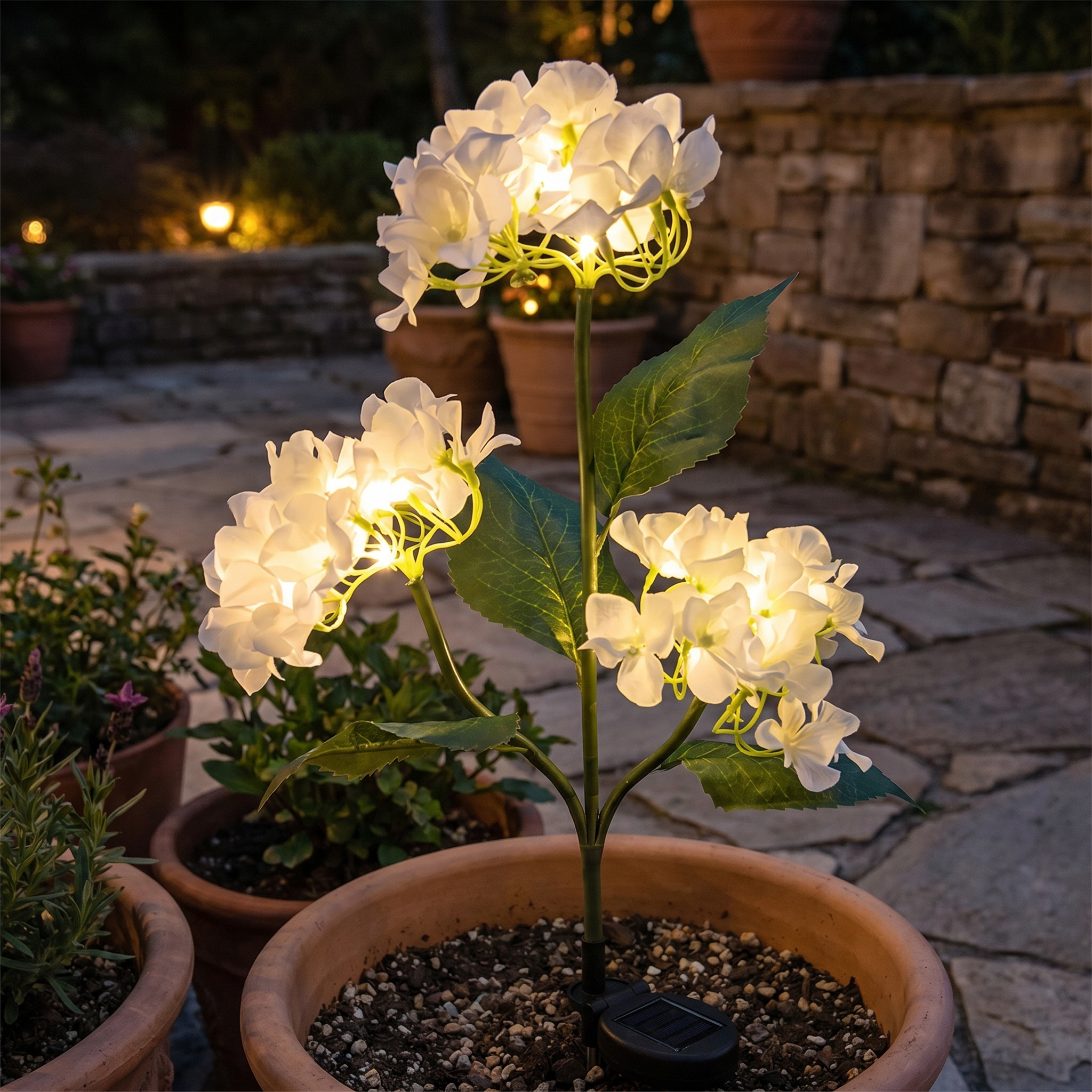Solar Flower Stake Light, Dusk Sensor, IP44, ABS and Steel, 4 Types