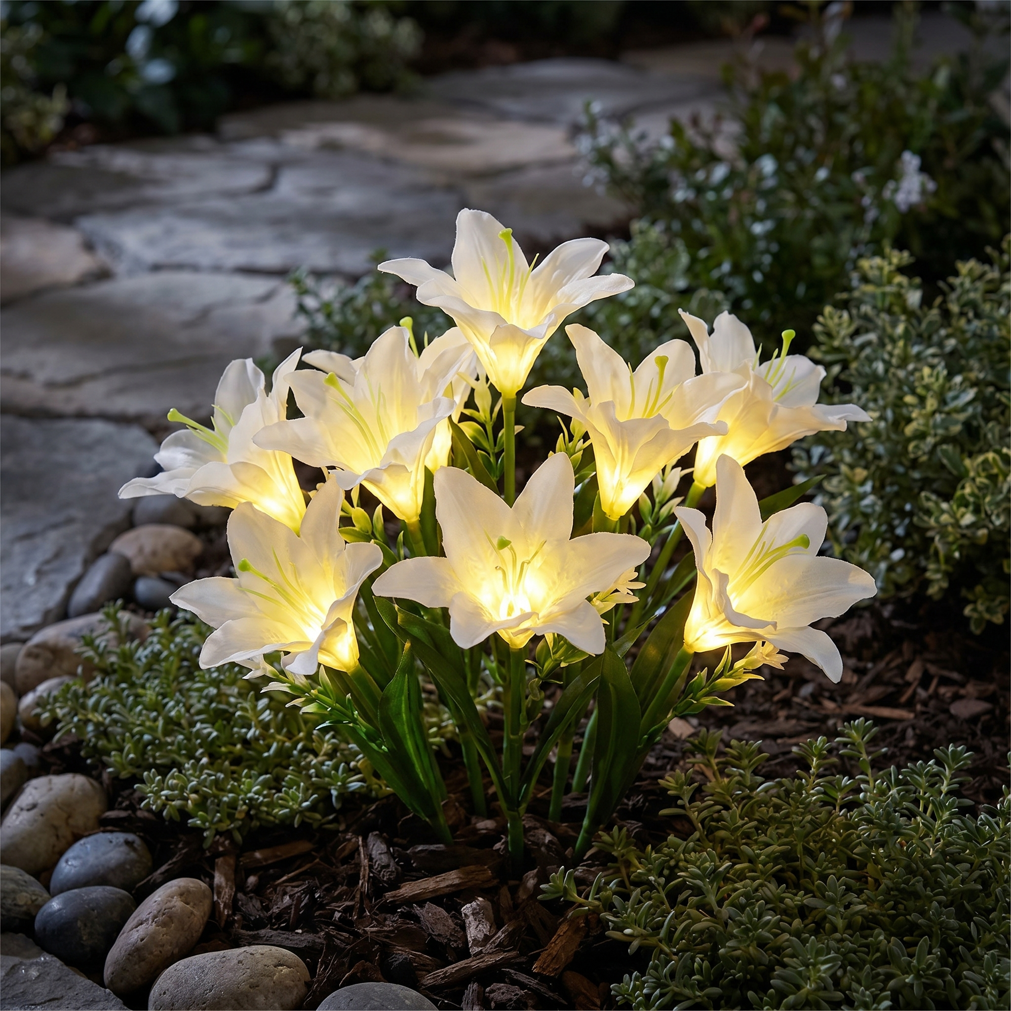 Solar Flower Stake Light, Dusk Sensor, IP44, ABS and Steel, 4 Types