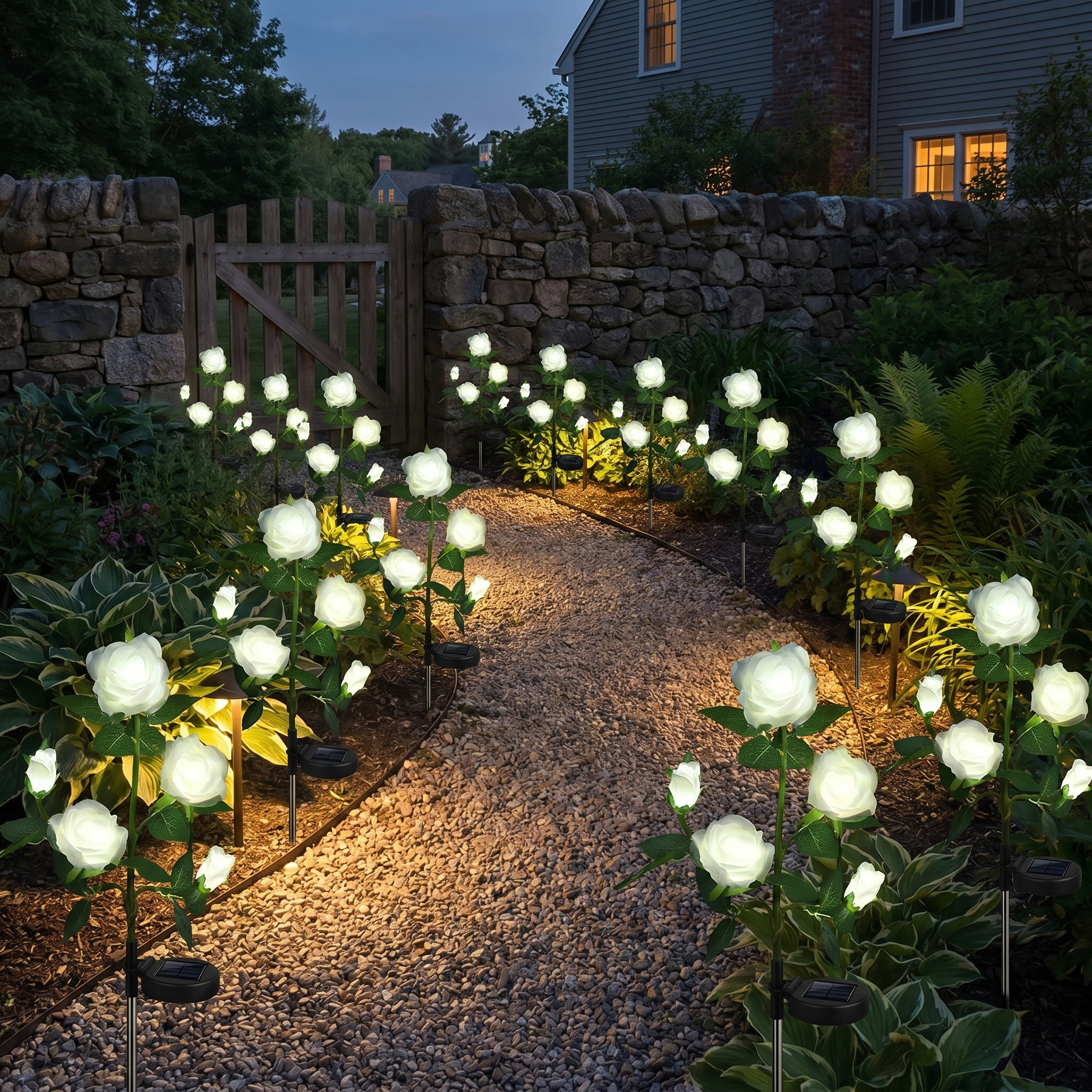 Solar Flower Stake Light, Dusk Sensor, IP44, ABS and Steel, 4 Types