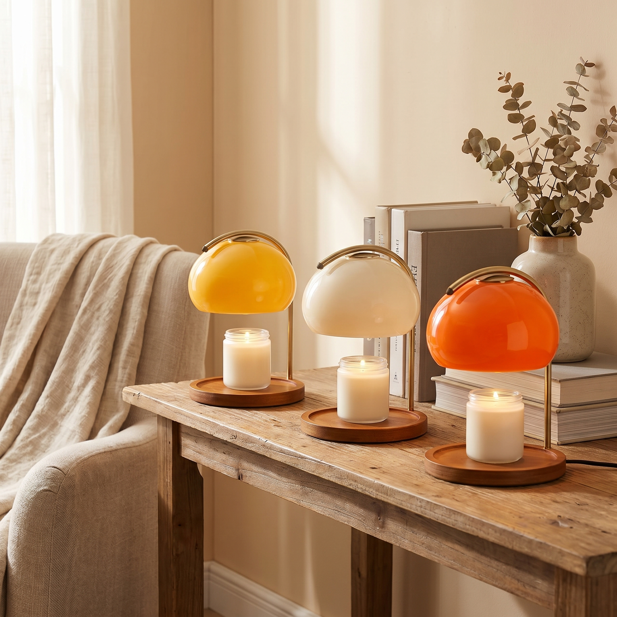 Stained Glass Candle Warmer Lamp, LED, Glass and Iron, 90-260V