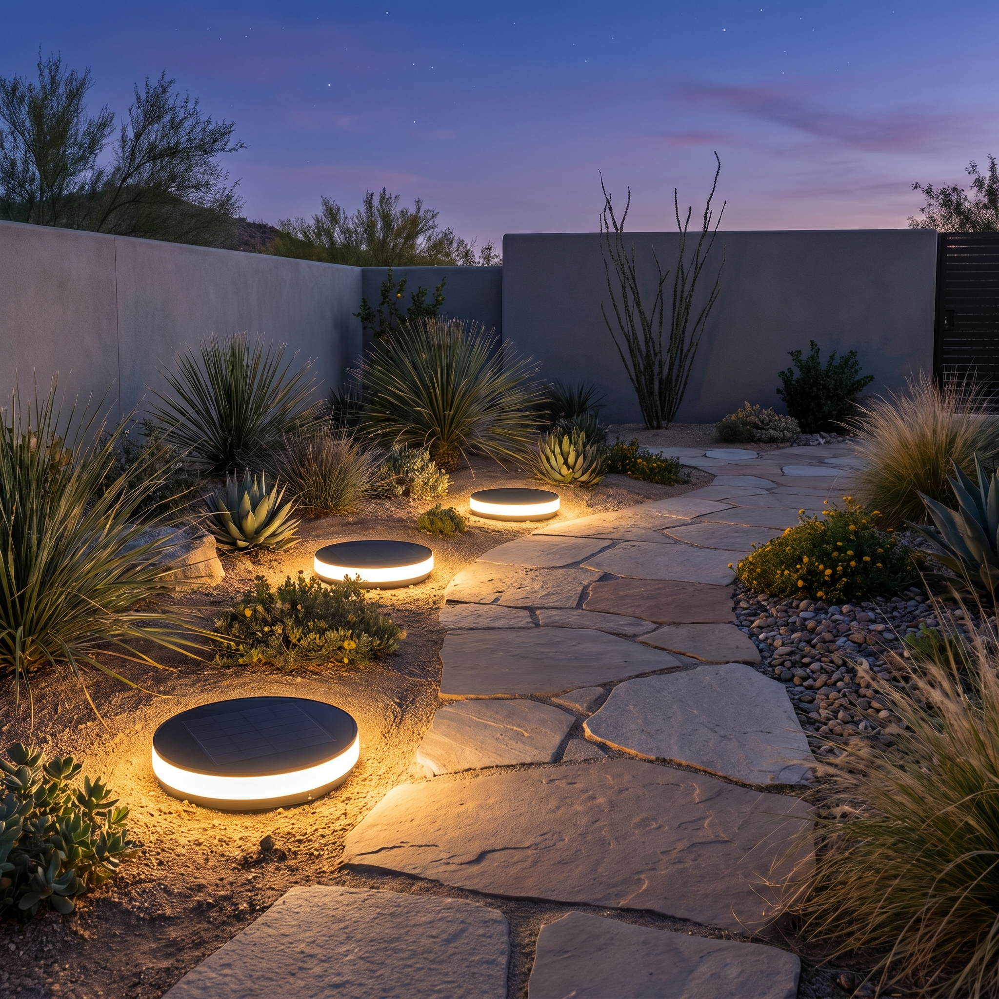 Solar Ground Disc Light, PC, IP54, Warm White or White, Round or Square