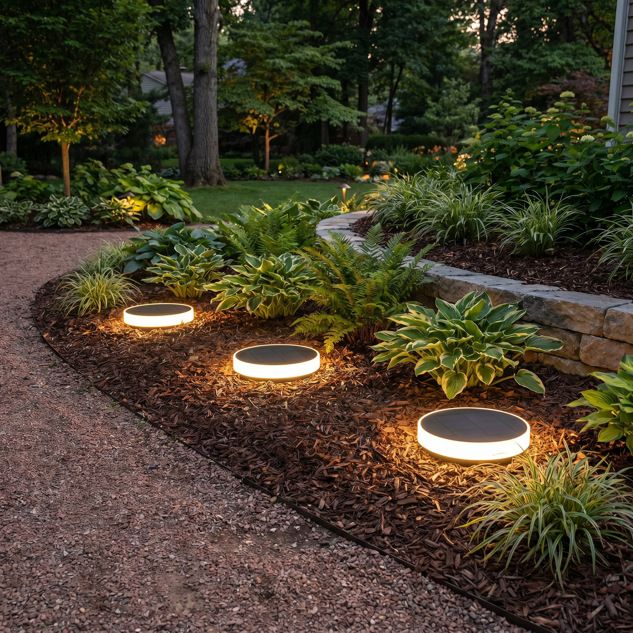 Solar Ground Disc Light, PC, IP54, Warm White or White, Round or Square