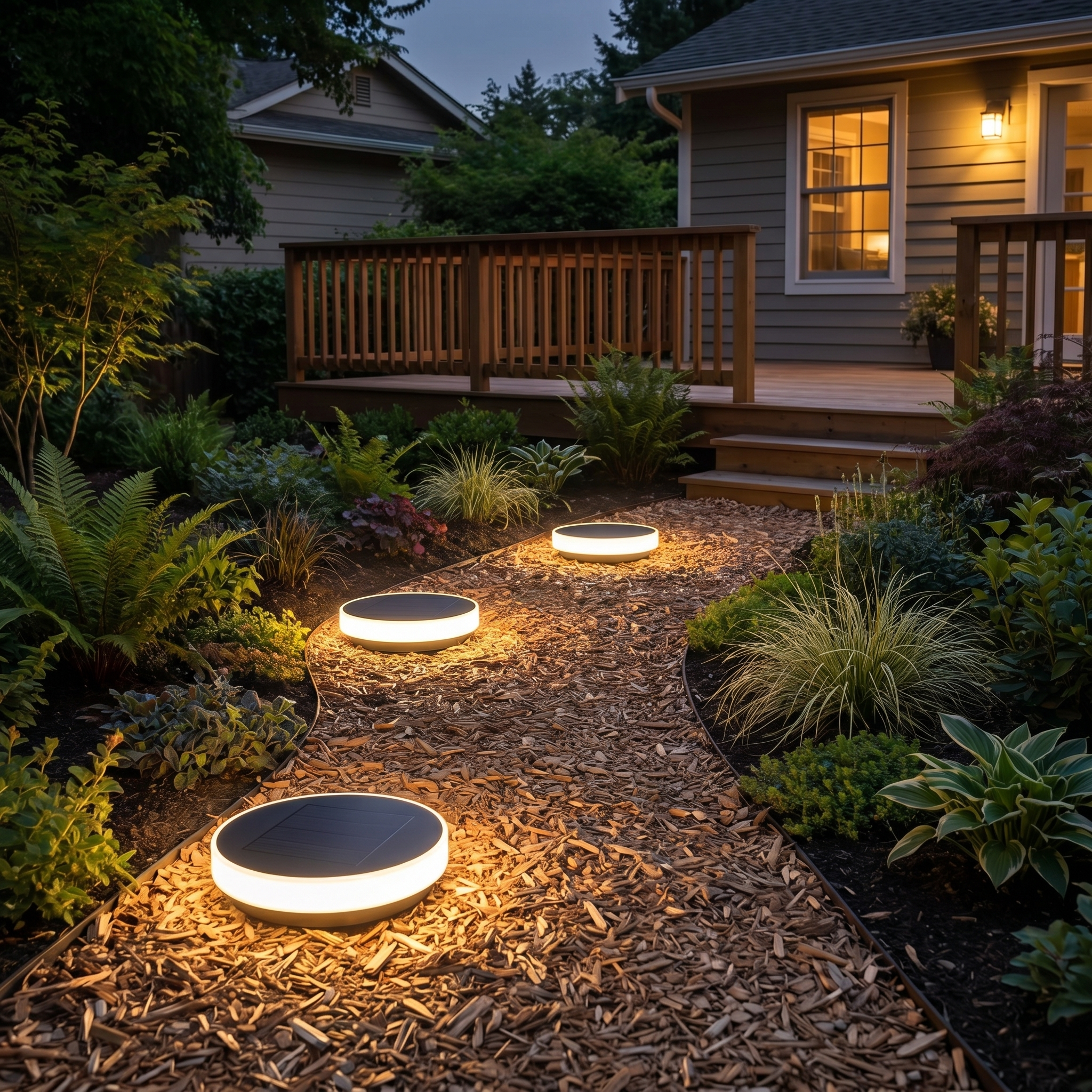 Solar Ground Disc Light, PC, IP54, Warm White or White, Round or Square