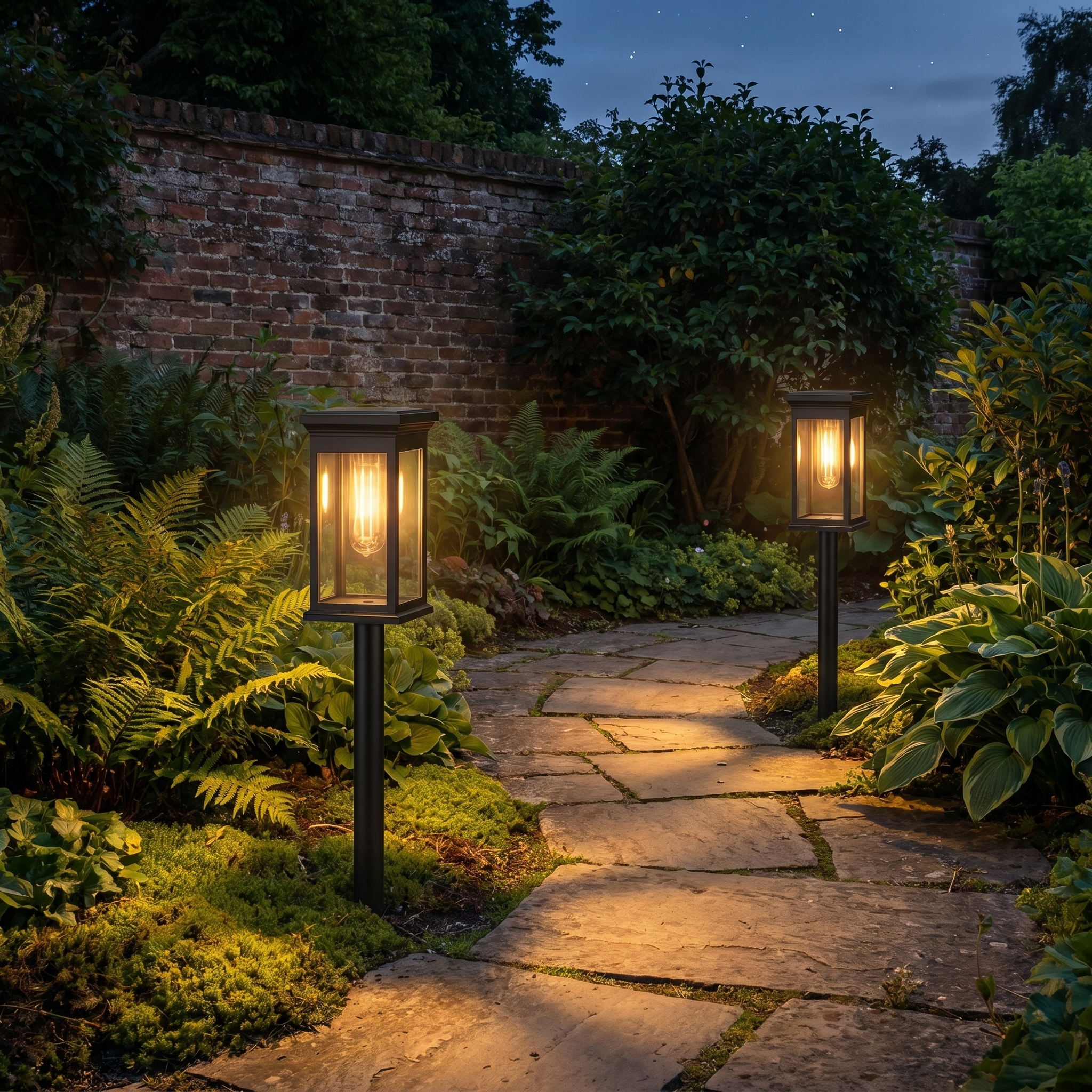 Solar Garden Lights, ABS, Warm White 2700K, 12 Hour Runtime, Black