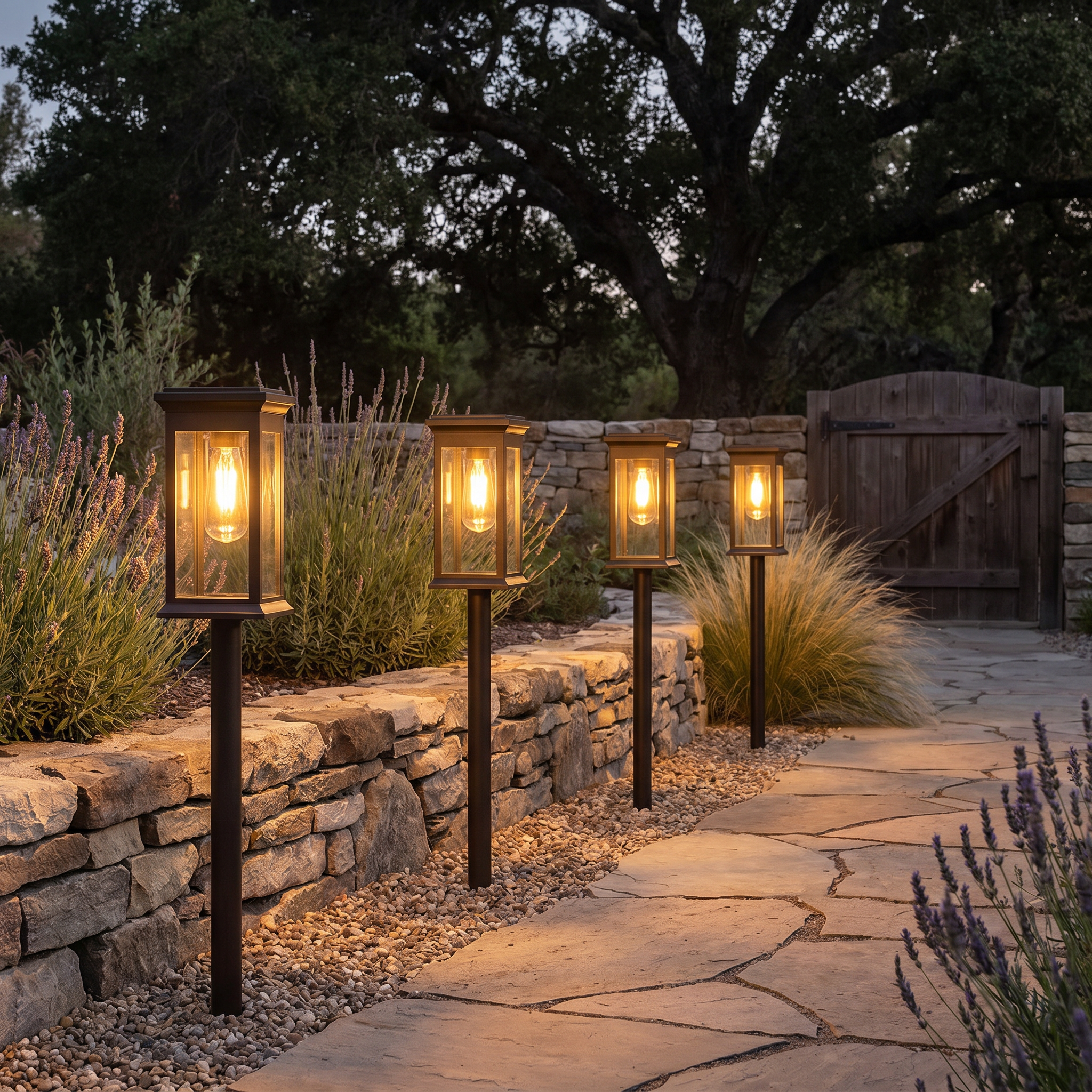 Solar Garden Lights, ABS, Warm White 2700K, 12 Hour Runtime, Black