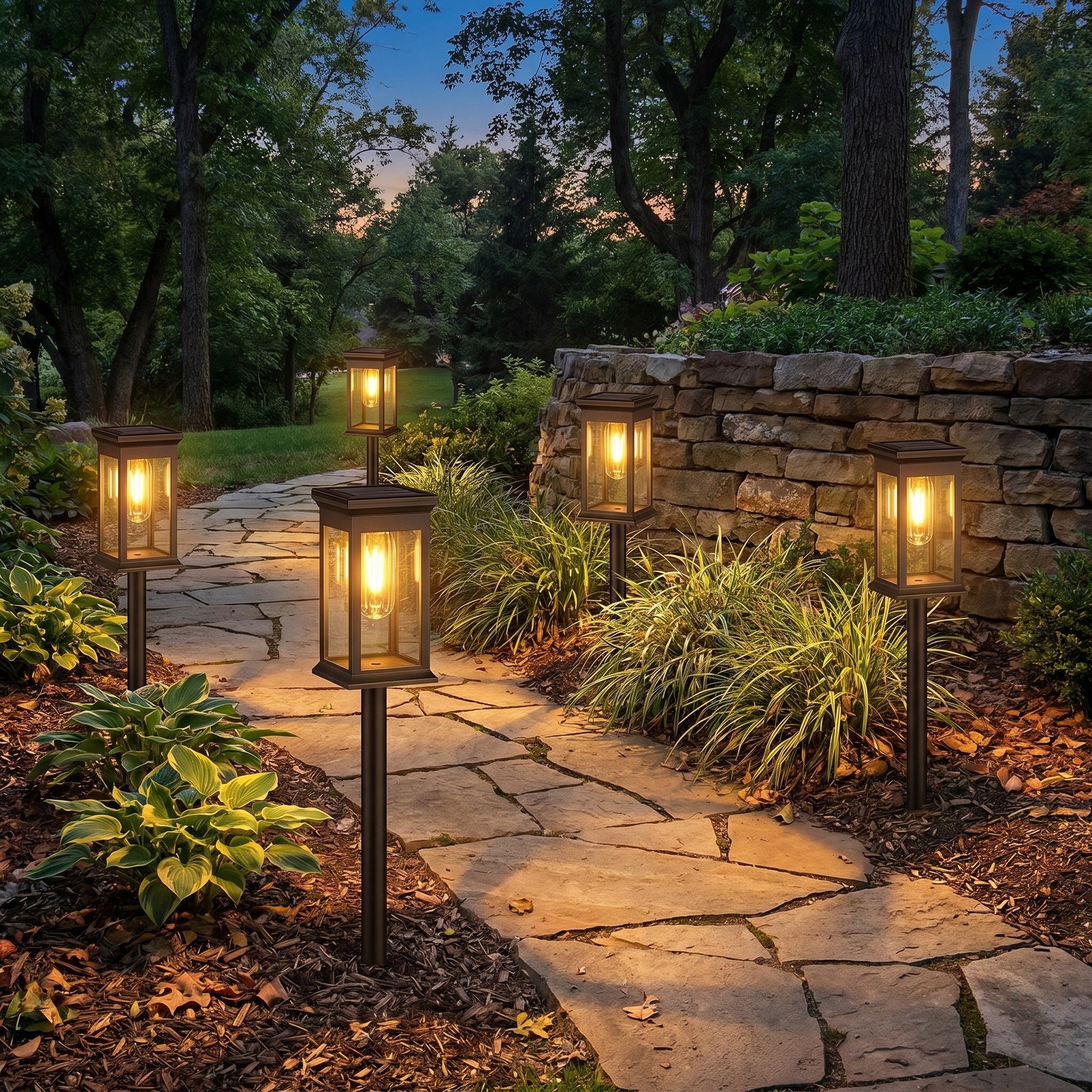 Solar Garden Lights, ABS, Warm White 2700K, 12 Hour Runtime, Black