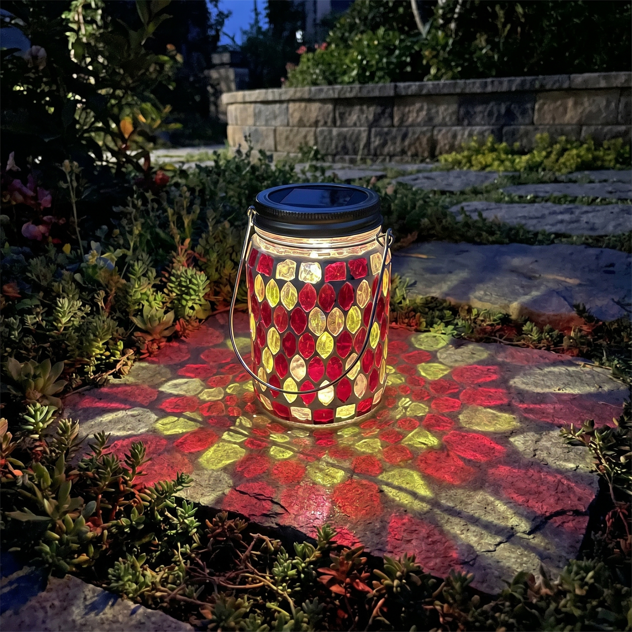 Solar Glass Mosaic Lamp, Handcrafted, Hanging or Placed, 5 Styles