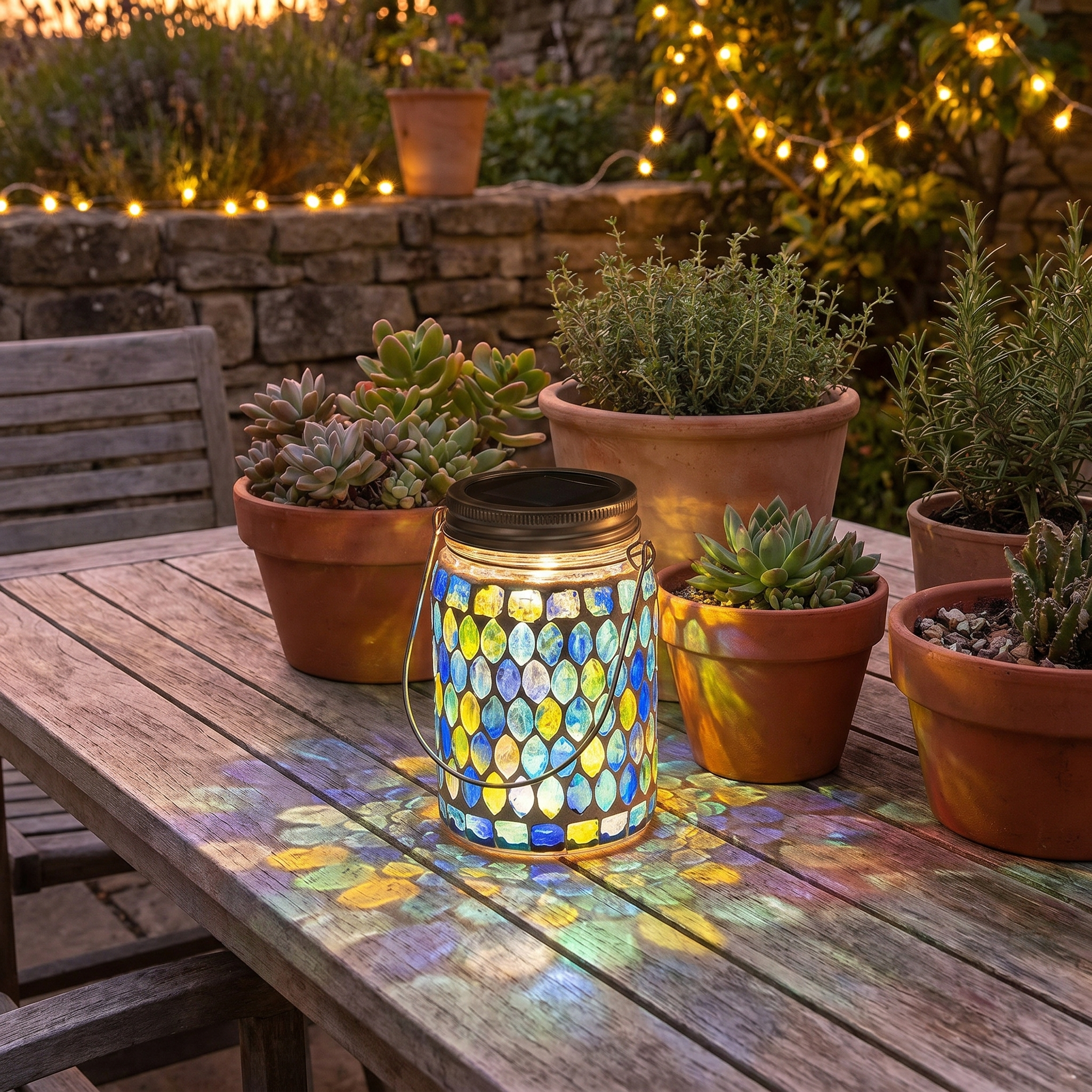 Solar Glass Mosaic Lamp, Handcrafted, Hanging or Placed, 5 Styles