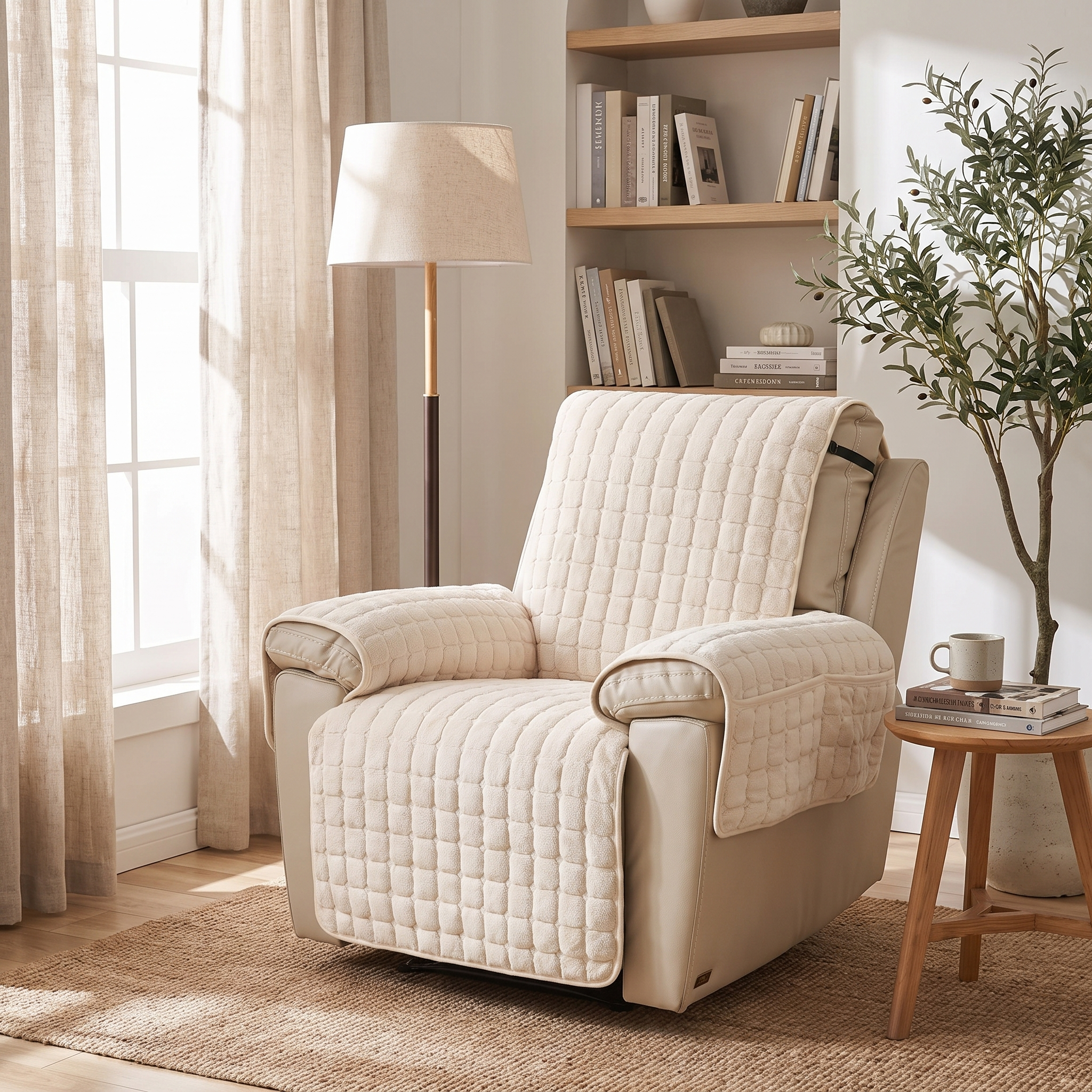 Snug Grid Recliner Cover, Quilted Microfiber Slipcover