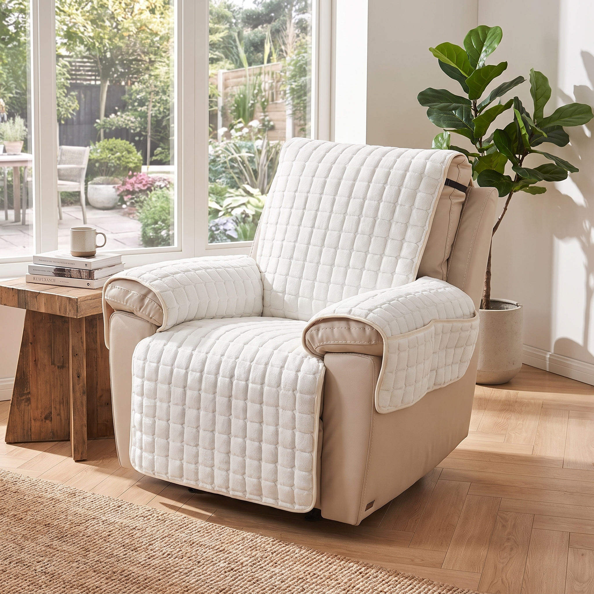 Snug Grid Recliner Cover, Quilted Microfiber Slipcover
