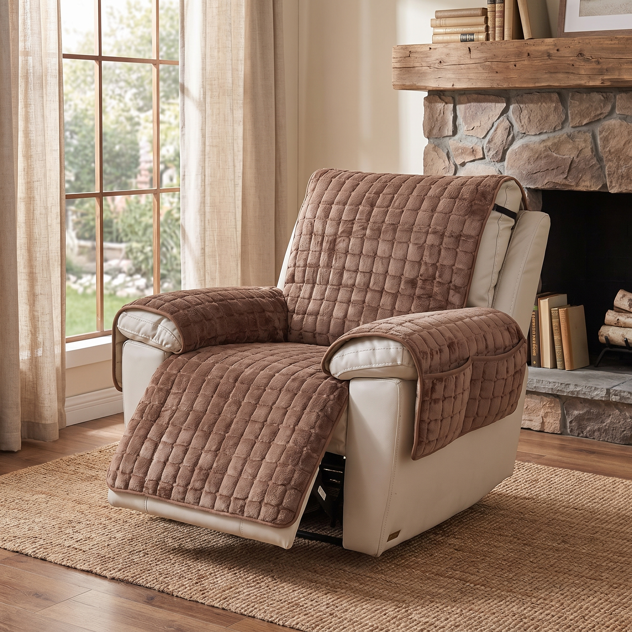 Snug Grid Recliner Cover, Quilted Microfiber Slipcover