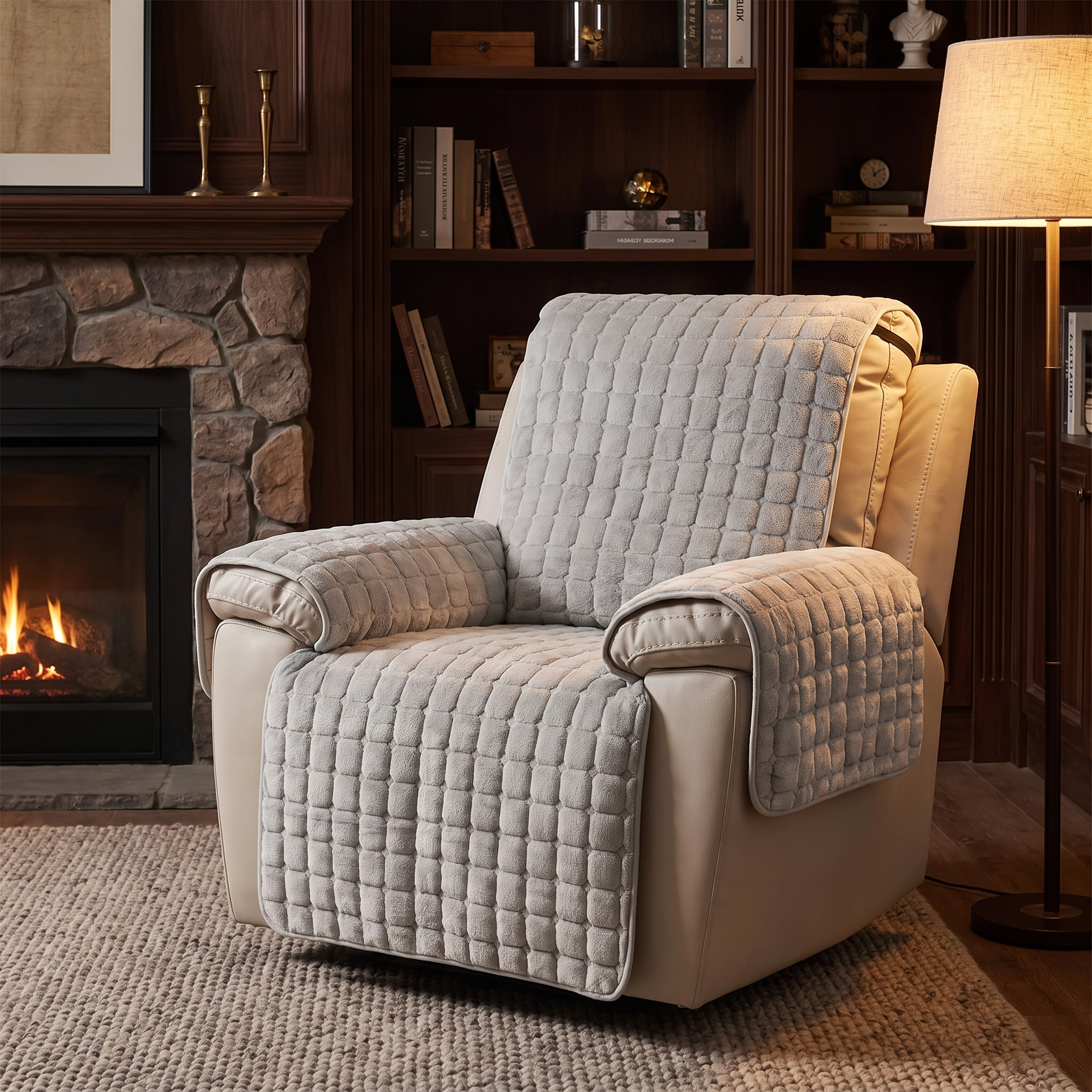 Snug Grid Recliner Cover, Quilted Microfiber Slipcover
