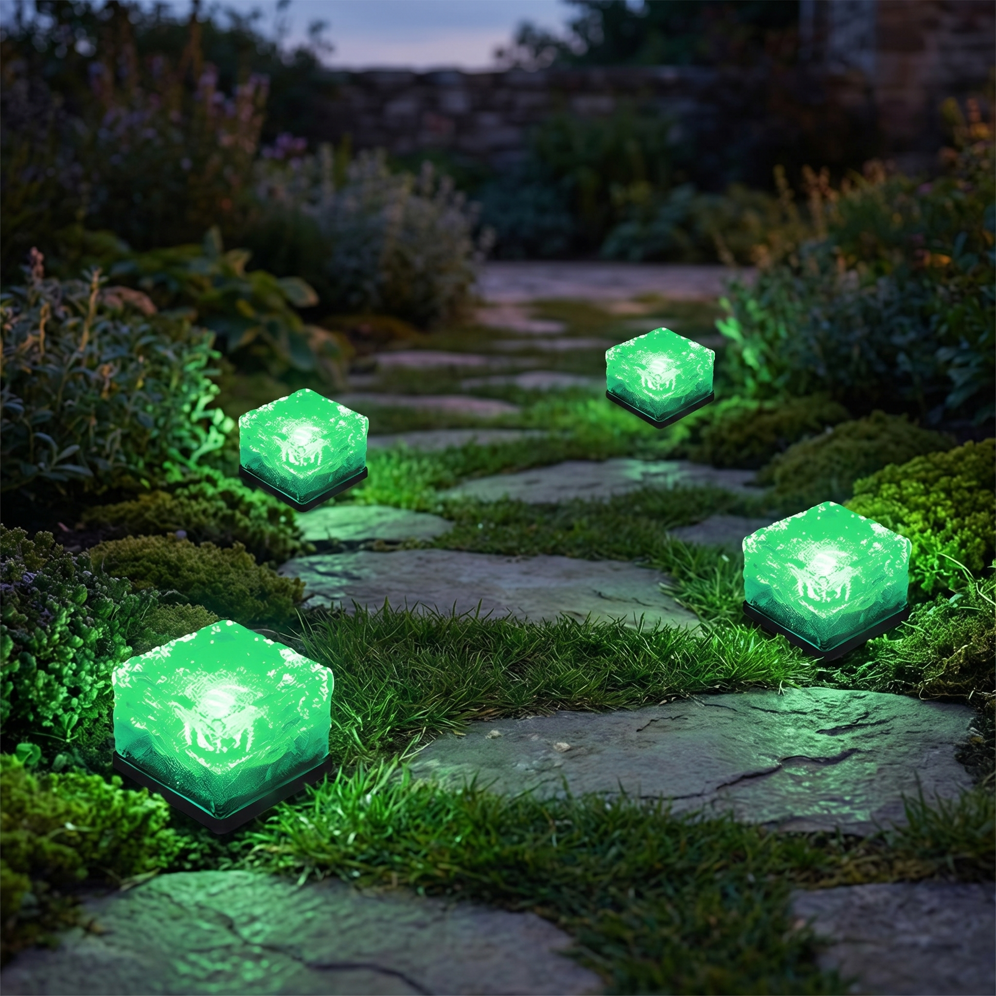 Solar Ice Cube Step Light, Crystal Glass and ABS, IP65, Four Colors