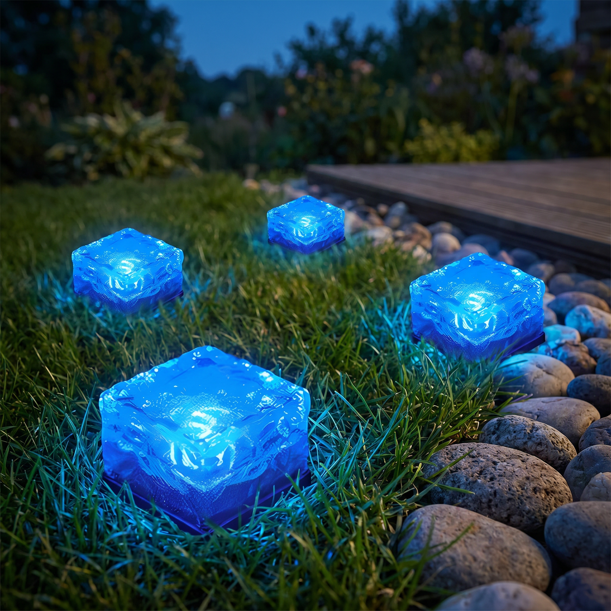 Solar Ice Cube Step Light, Crystal Glass and ABS, IP65, Four Colors
