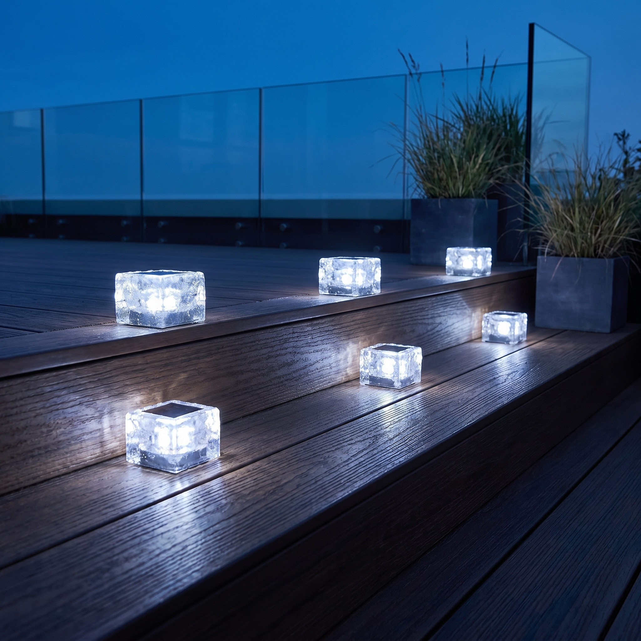 Solar Ice Cube Step Light, Crystal Glass and ABS, IP65, Four Colors